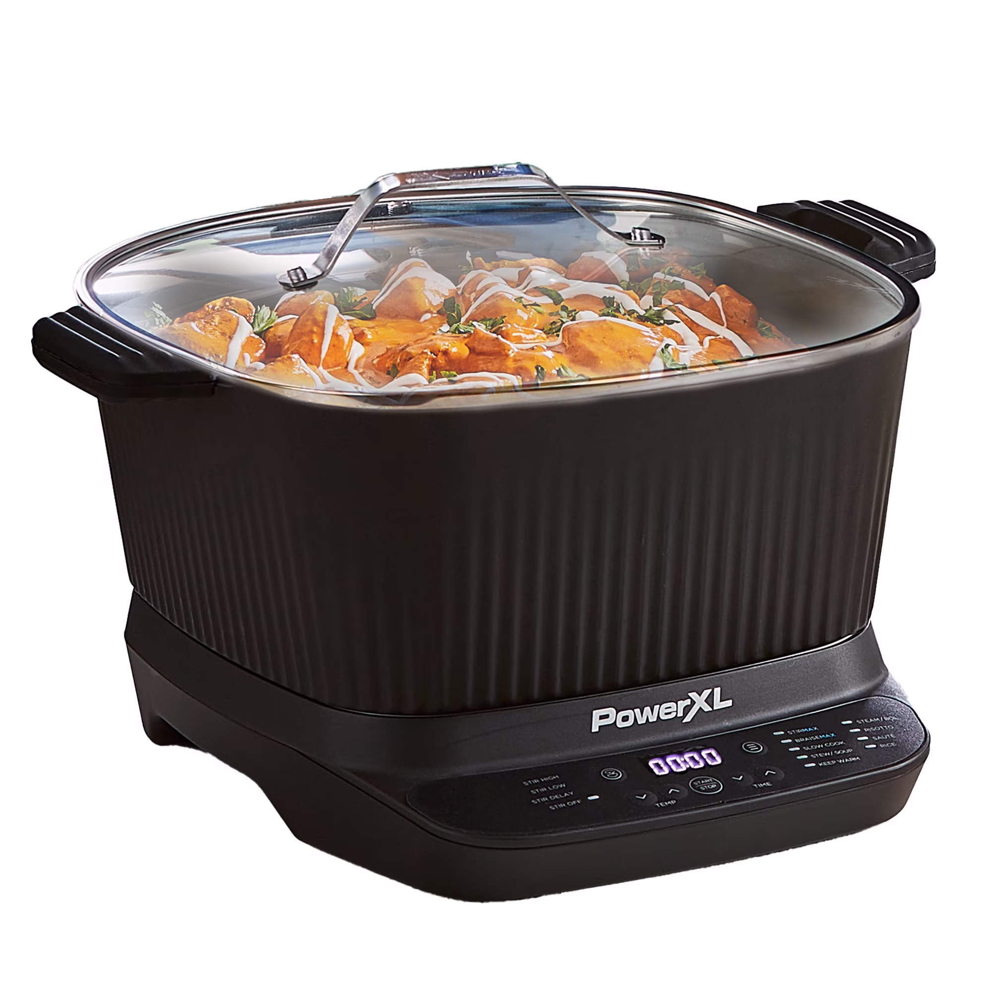 STIRMAX DELUXE 7.5 Quart Digital Multi-Cooker with Automatic Paddle to Stir and Shred, 9 in 1 programable presets to Sauté, Sear, and Brown Food Before Simmering – Accessories, Skillet, & Cookbook