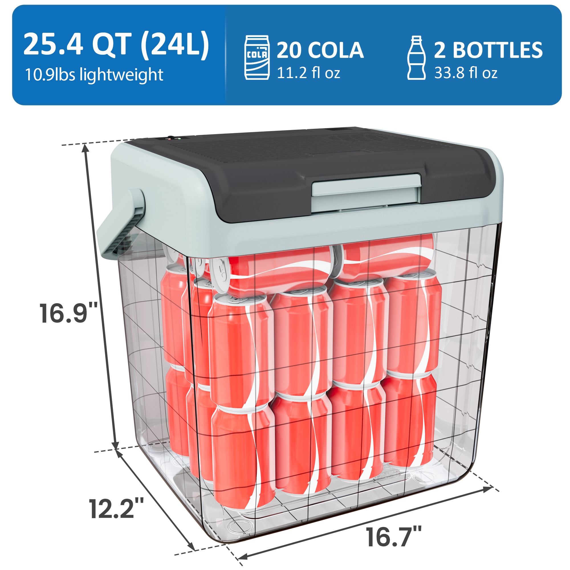 Sunvivi 25QT Portable Electric Cooler & Warmer with Handle – Mini Fridge for Car, Road Trips, Camping, Home, and Office, Black - Image 2