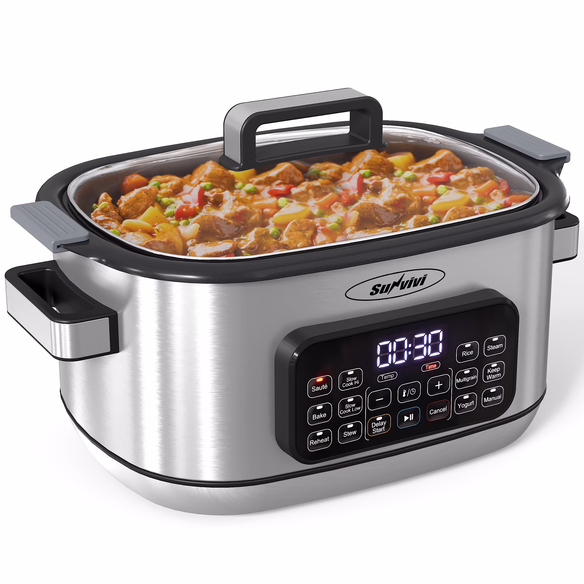 Sunvivi 6.5 Quart 12-in-1 Programmable Multi Slow Cooker, Food Warmer Pot with Digital Timer, Temp Control - Image 3