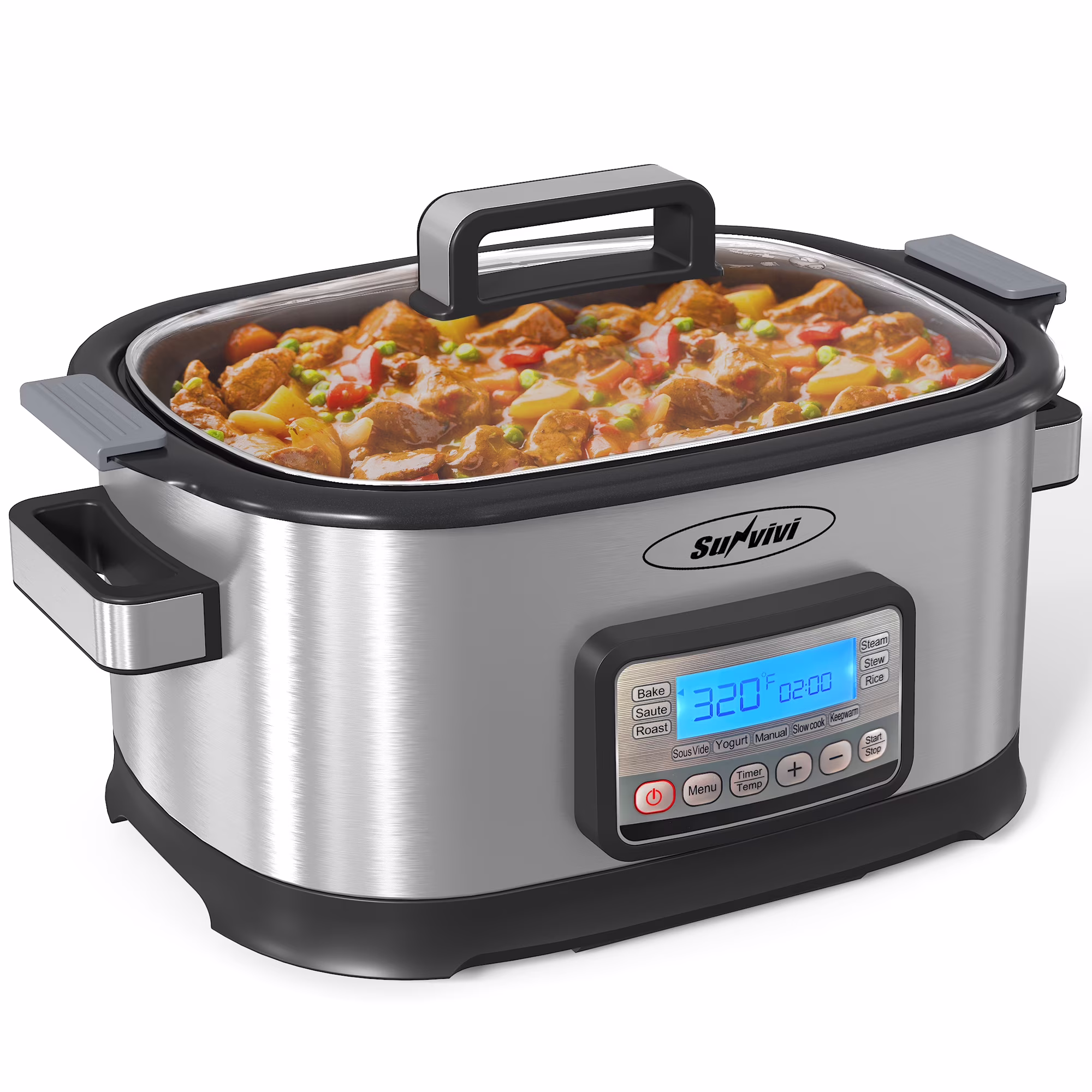 Sunvivi 6.5 Quart Slow Cooker,11 in 1 programmable Multi-Cooker Food Warmer with Digital Timer, Temp Control - Image 4