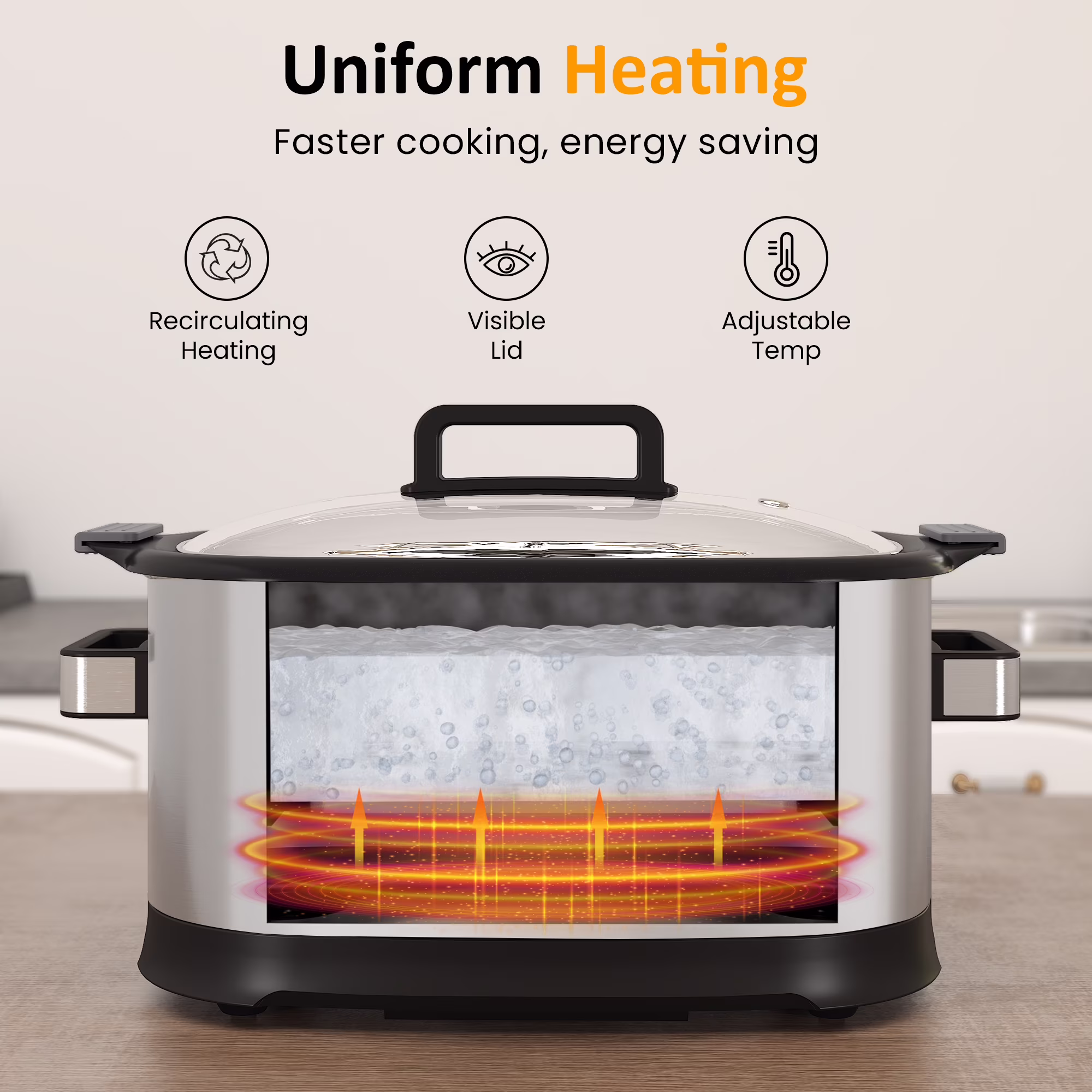 Sunvivi 6.5 Quart Slow Cooker,11 in 1 programmable Multi-Cooker Food Warmer with Digital Timer, Temp Control - Image 2