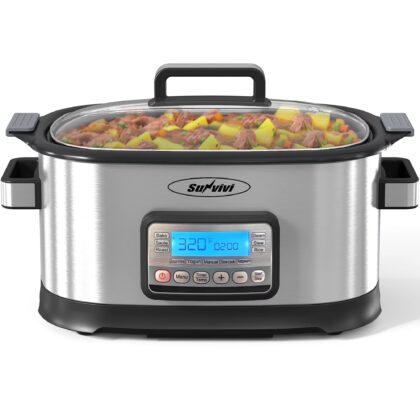 Sunvivi 6.5 Quart Slow Cooker,11 in 1 programmable Multi-Cooker Food Warmer with Digital Timer, Temp Control