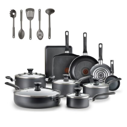 T-fal Easy Care Nonstick Cookware, 20 piece Set, Grey, B087SKDW