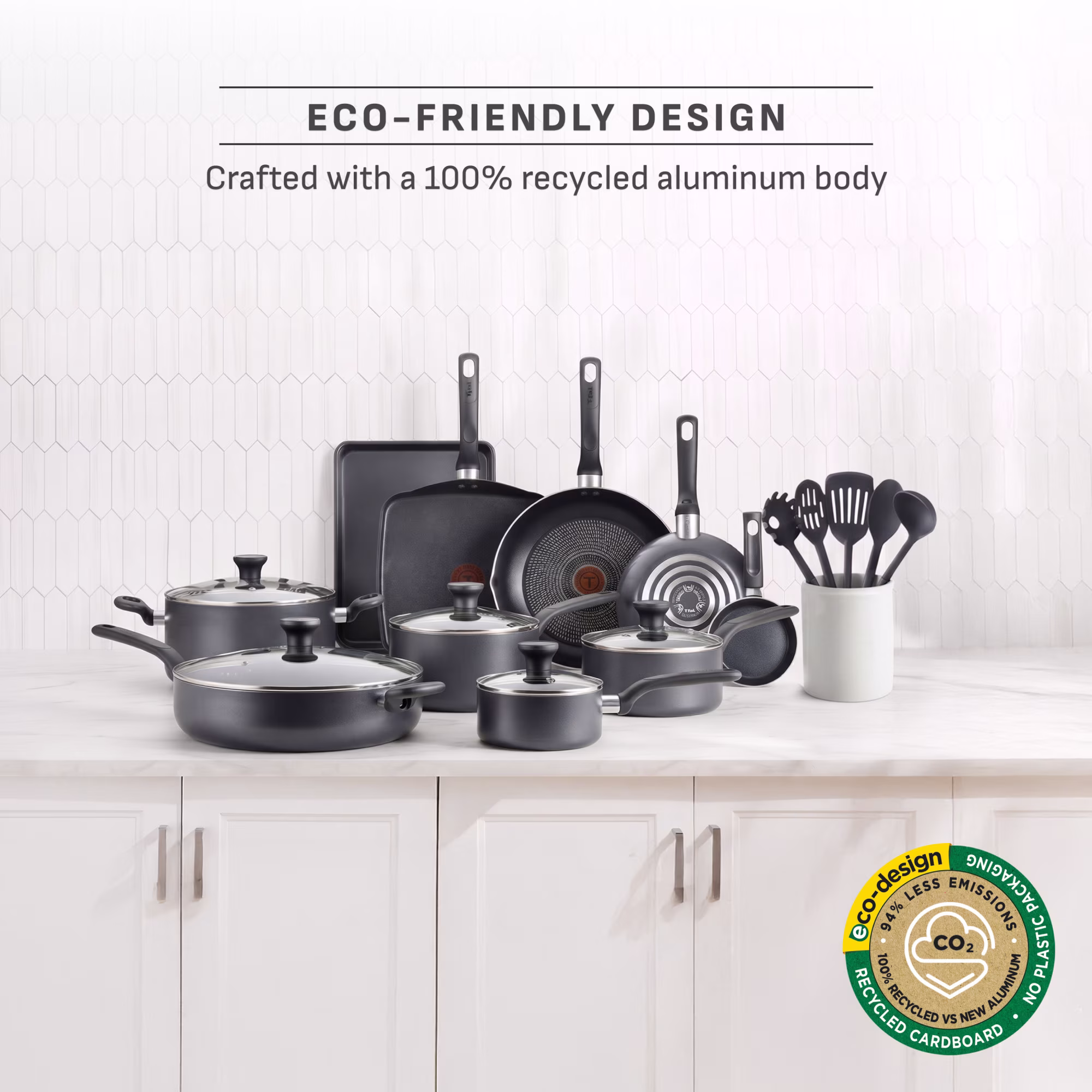 T-fal Easy Care Nonstick Cookware, 20 piece Set, Grey, B087SKDW - Image 3