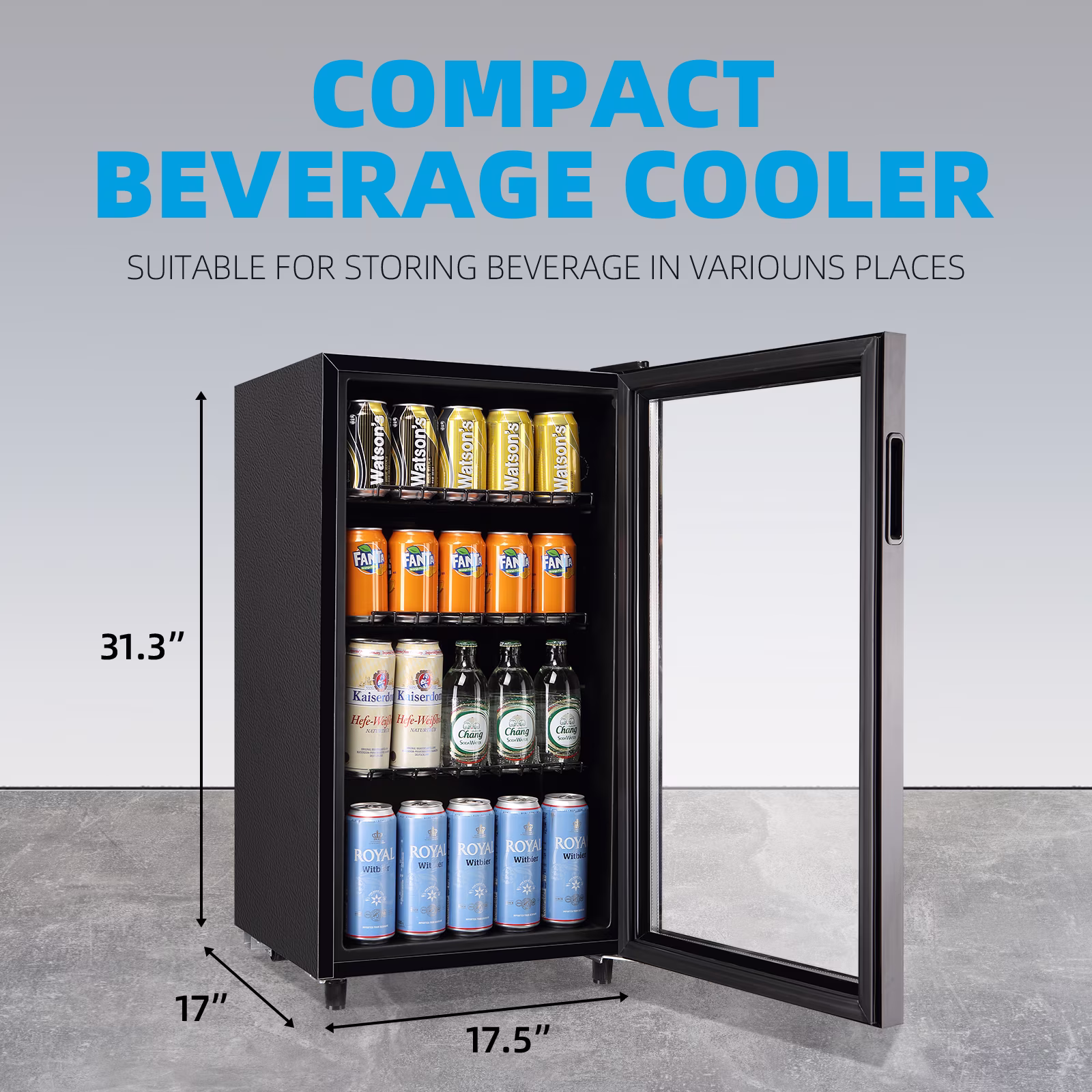 TACOOL 125Cans Mini Beverage Refrigerator Cooler, Mini Fridge with Glass Door 7 Temperature Setting for Home/Bar/Office - Image 4