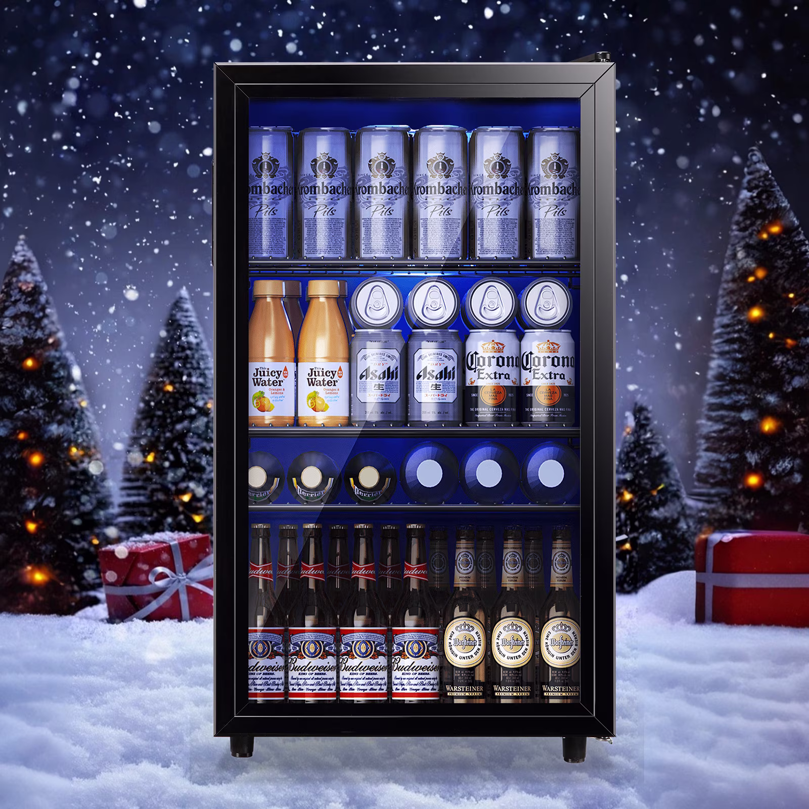 TACOOL Small Beverage Cooler 130 Can Beverage Refrigerator Cooler, 3.5 Cu.Ft Drink Mini Fridge Glass Door for Soda Beer Black - Image 5