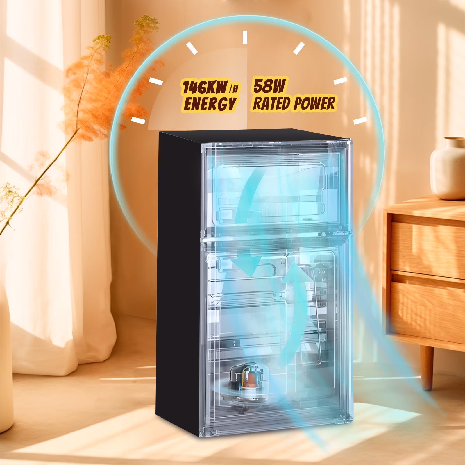 Tacool Small Mini Fridge with Top Freezer Compact Refrigerator Dual Door with Adjustable Thermostat Black for Home New - Image 5
