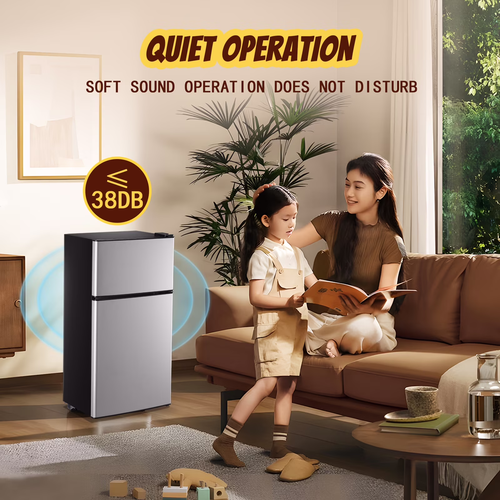 Tacool Small Mini Fridge with Top Freezer Compact Refrigerator Dual Door with Adjustable Thermostat Silver for Home New - Image 2