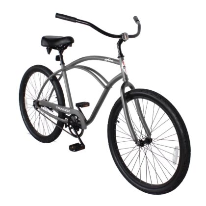 Tracer 26" Beach Cruiser Bike,Single Speed,Coaster Brake,Moon-Type Handlebar, for Men,Matte Grey