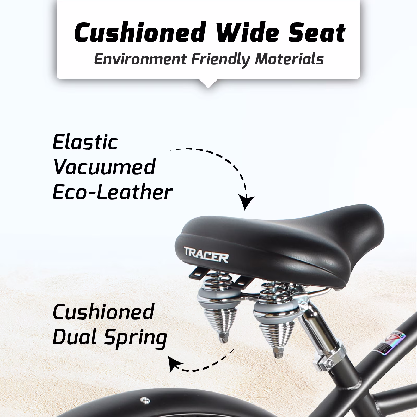 Tracer Taha Beach Cruiser Bike, 26" Wheels, Coaster Brake, 1-speed, Wide Suspension Saddle, for Men, Matte Black - Image 4