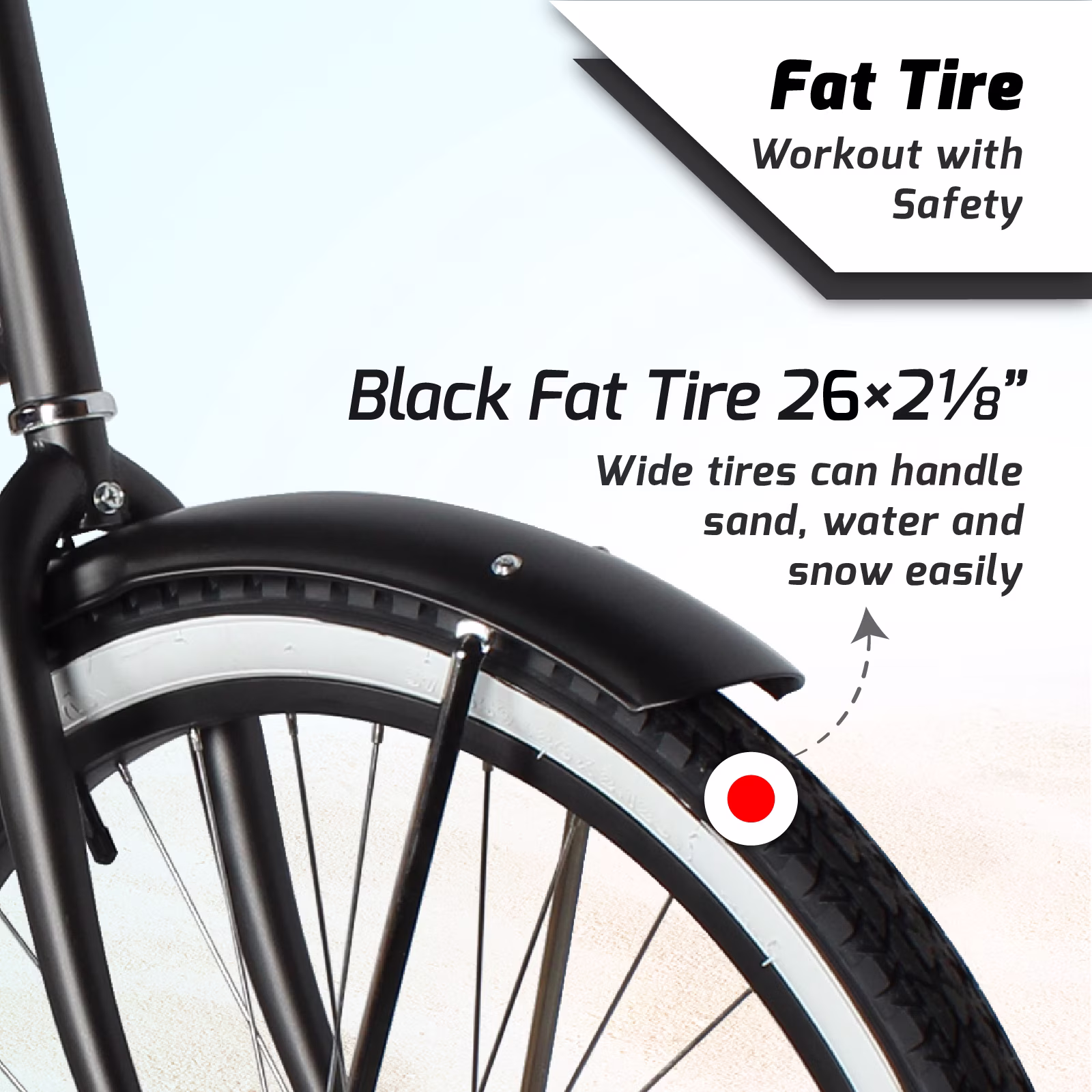 Tracer Taha Beach Cruiser Bike, 26" Wheels, Coaster Brake, 1-speed, Wide Suspension Saddle, for Men, Matte Black - Image 3