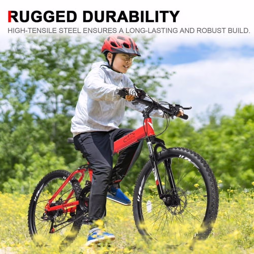 UBesGoo 24in Folding Mountain Bike Shimano 21-Speed, with Disc Brakes for Aldult, Men, Red - Image 3