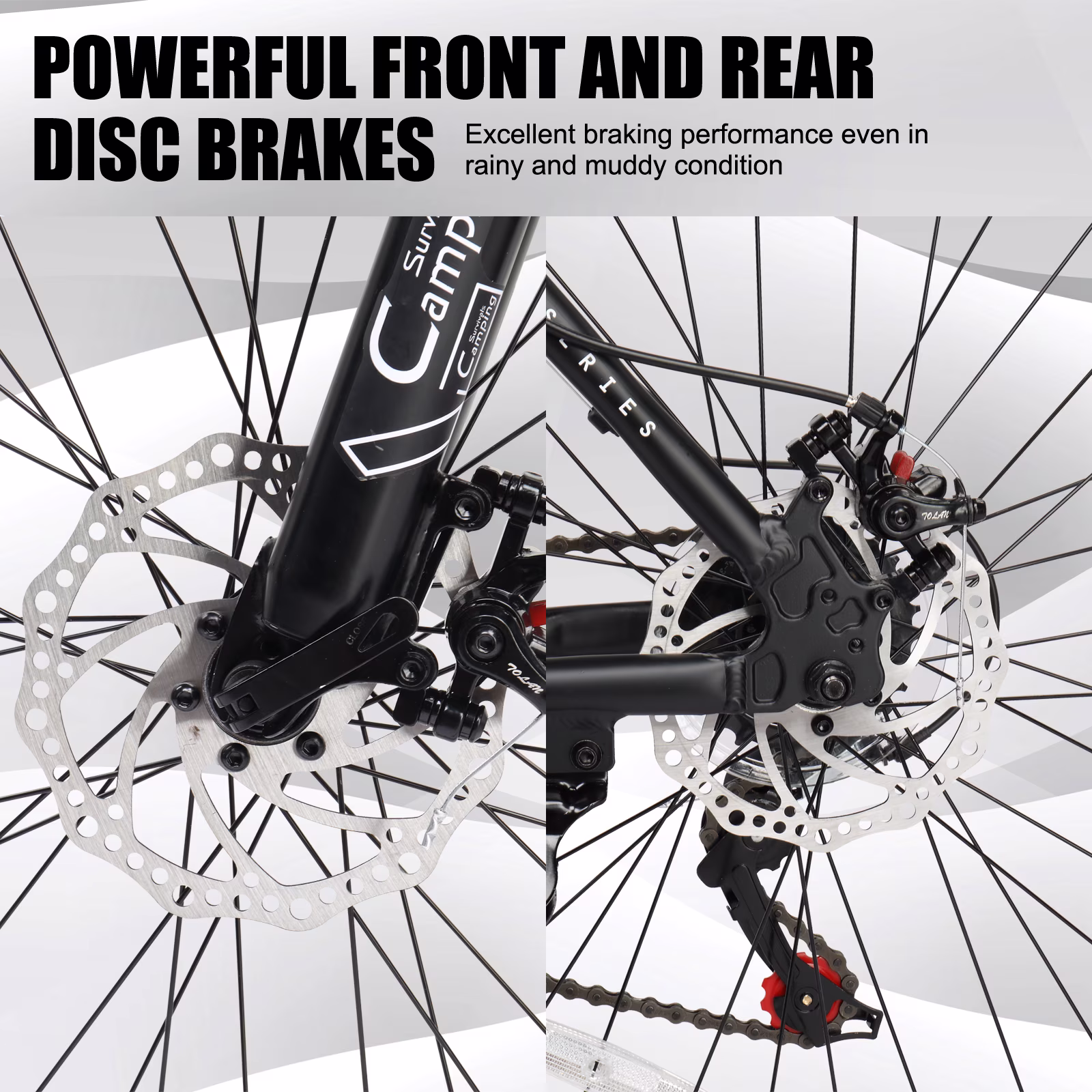 UBesGoo 26 inch Mountain Bike for Adults, 21 Speed Lightweight Aluminum Alloy Frame Mountain Bicycle, Disc Brakes, Black White - Image 5