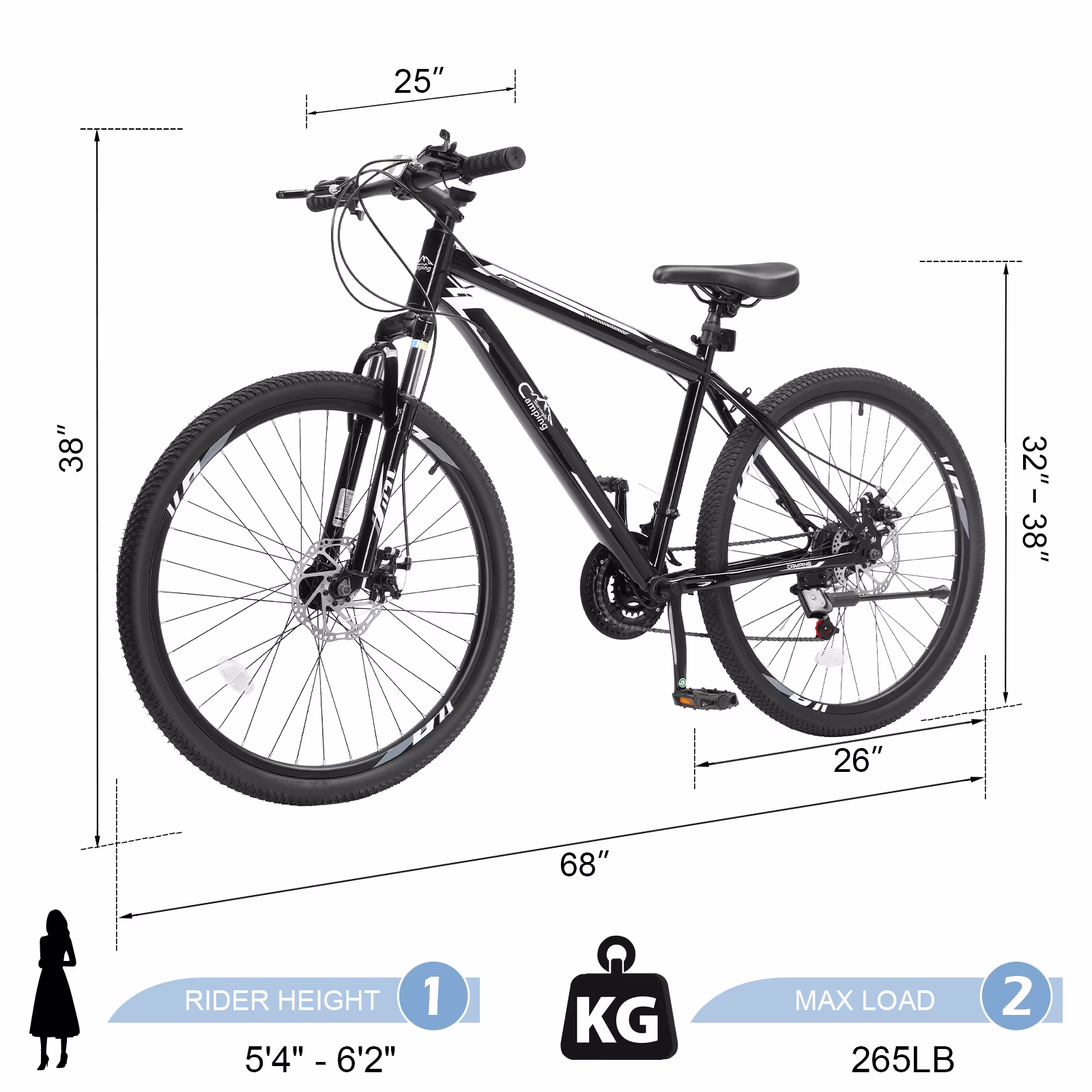 UBesGoo 26" Lightweight Explorer Mountain Bike, 21-Speed for Men and Women Disc Brakes & Suspension, Yellow/Black - Image 5