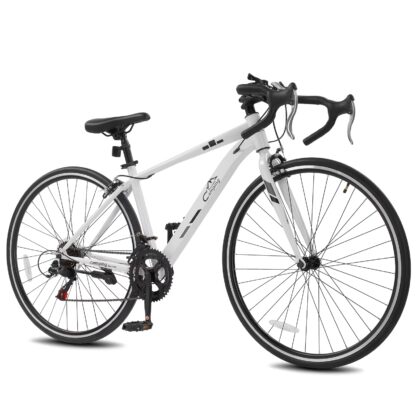 UBesGoo 700C Road Bike, 14 Speed Adults Bike, V Brakes, Drop Bar, White