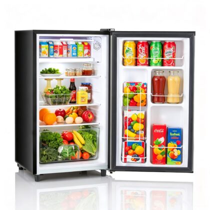 Upgraded Mini Fridge with Freezer, Compact Single Door, 3.2 Cu.Ft, Adjustable Thermostat, Low Noise, Perfect for Bedroom, Dorm, Office, 17.5" D x 17.7" W x 31.5" H, Black