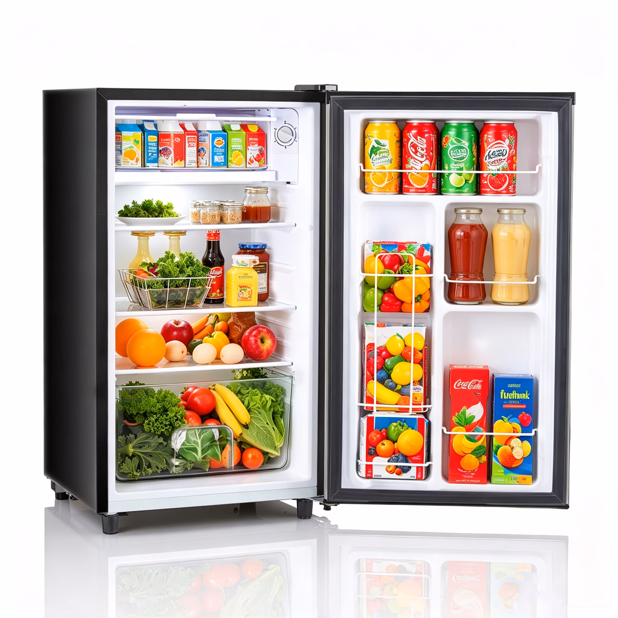 Upgraded Mini Fridge with Freezer, Compact Single Door, 3.2 Cu.Ft, Adjustable Thermostat, Low Noise, Perfect for Bedroom, Dorm, Office, 17.5" D x 17.7" W x 31.5" H, Black