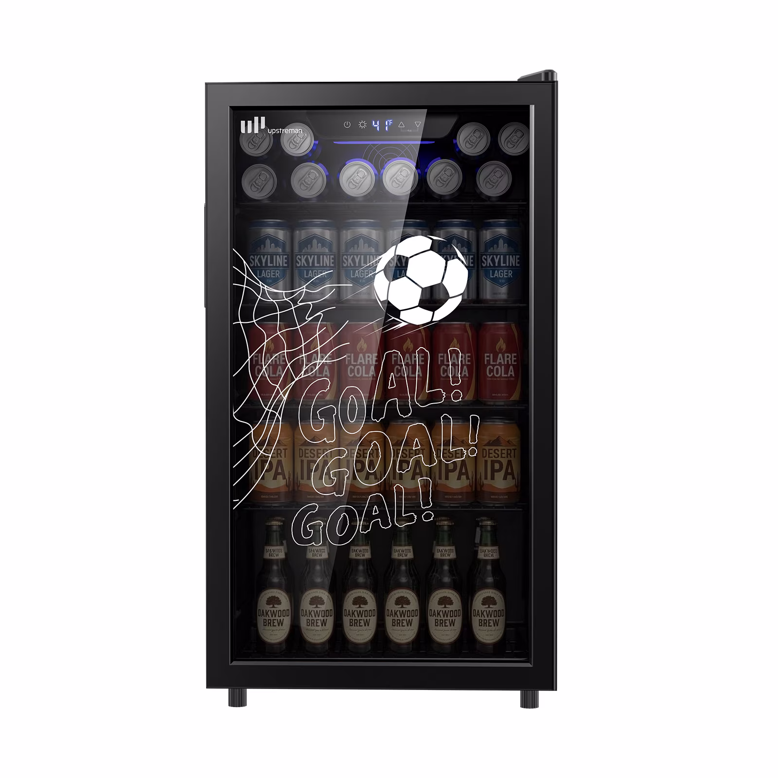 Upstreman 3.2 Cu.ft Beverage Refrigerator, 126 Can Mini Fridge with Glass Door, Wine Cooler Drink Fridge for Soda Wine Beer, Touch Temperature Control Panel, for Bar Office Home, B126-F Black - Image 4