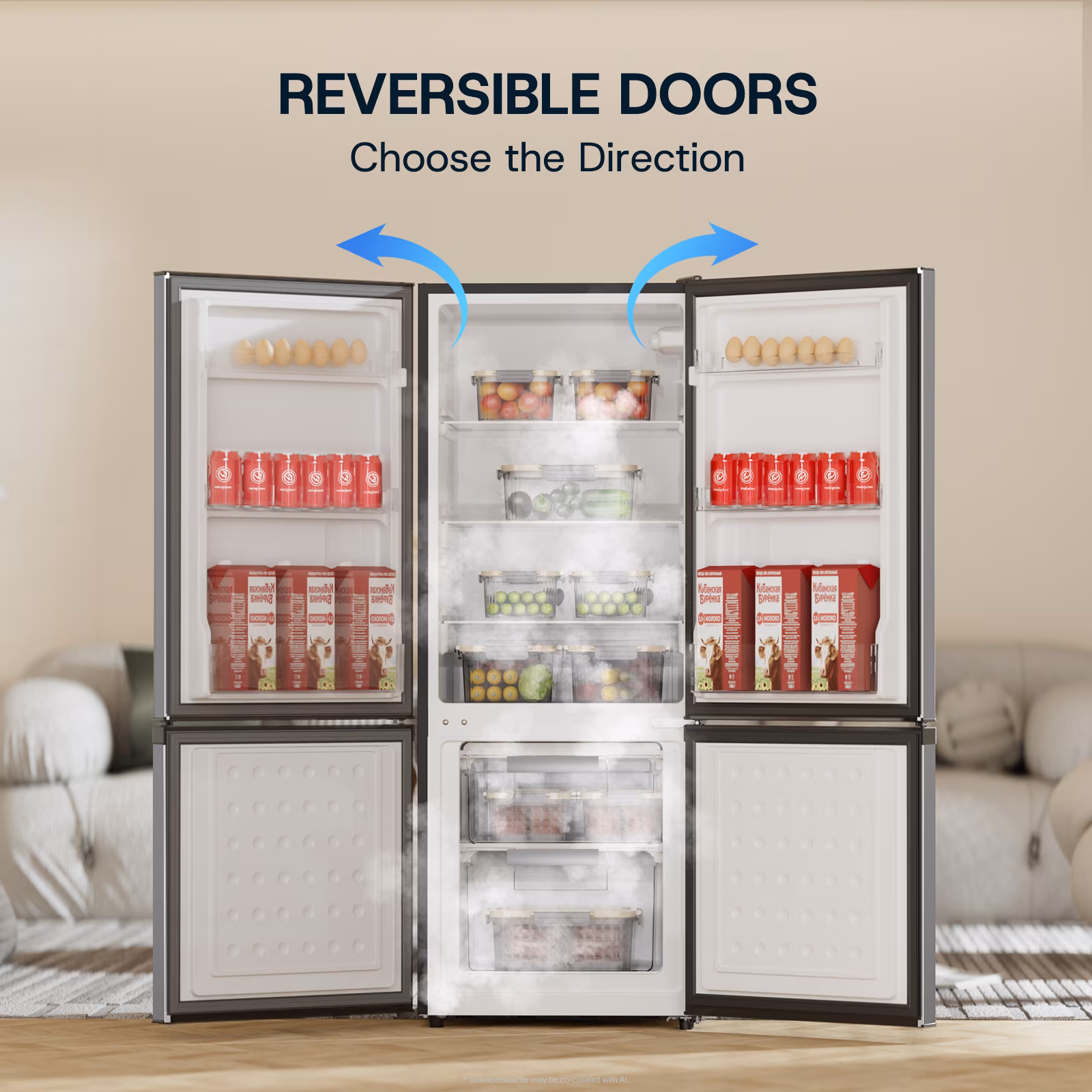 Upstreman 7.1 Cu.ft Bottom Freezer Refrigerator, 2 Door Kitchen Fridge Large Apartment Refrigerator Garage Ready Refrigerator, BM71 Stainless Steel - Image 3