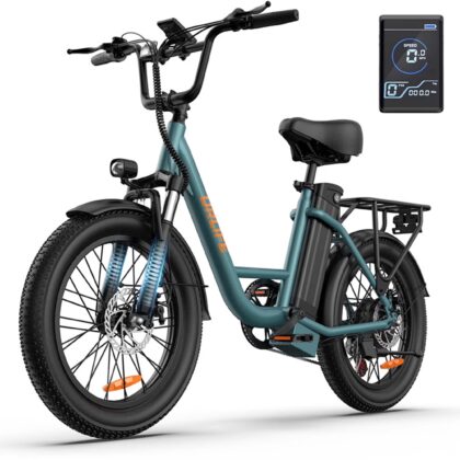 URLIFE 20"3.0 Fat Tire Electric Bike for Adult, 750W Peak Motor, 48V 13AH Removable Battery, 7-Speed Commuting Ebike, UL2849-GREEN