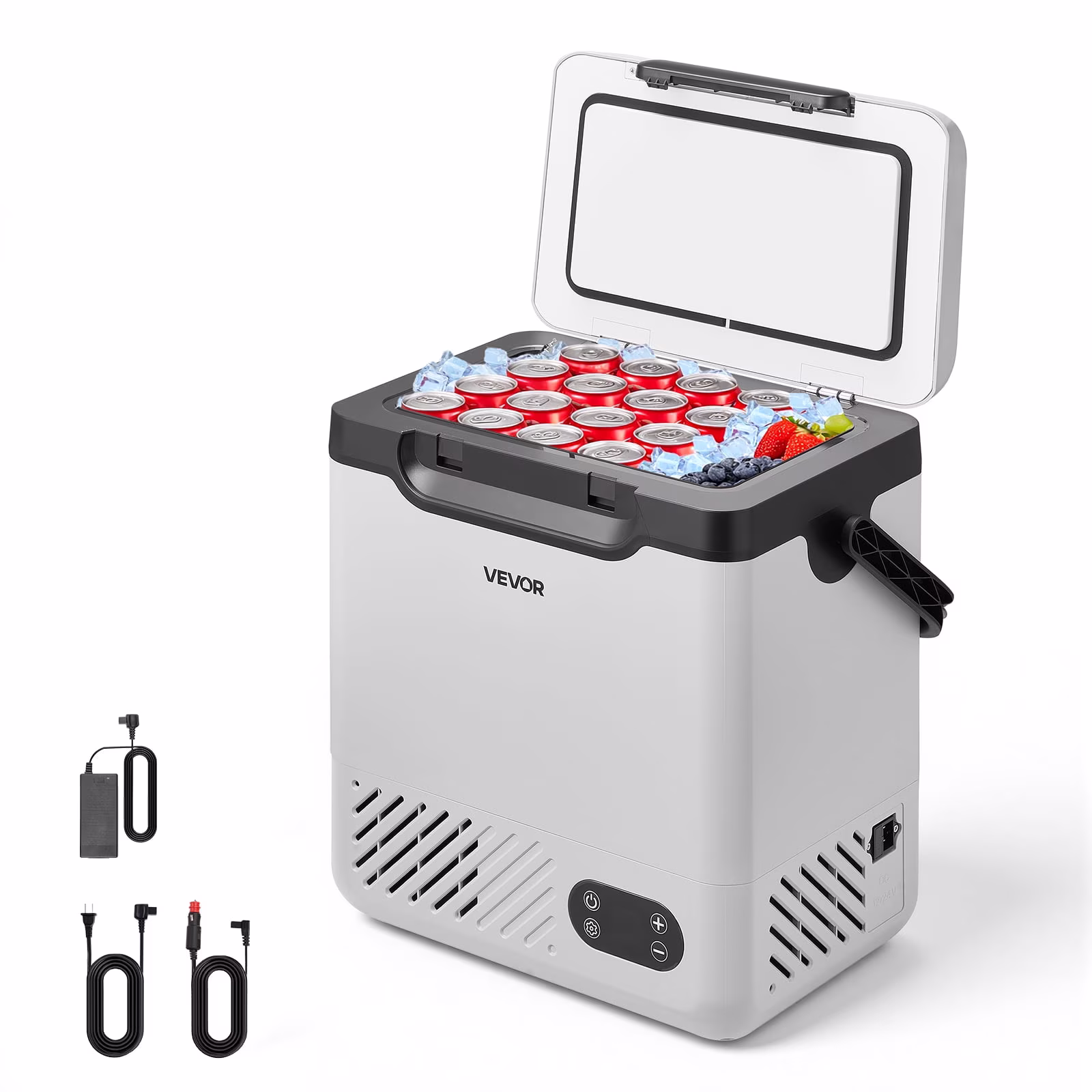 VEVOR 12 Volt Refrigerator, 12.68 QT/ 12L Car Fridge, Portable Electric Freezer Compressor with Handle, 12V/24V DC 100-240V AC, -4°F to 68℉/-20℃ to 20℃, for Truck Van RV SUV Boat Travel Camping