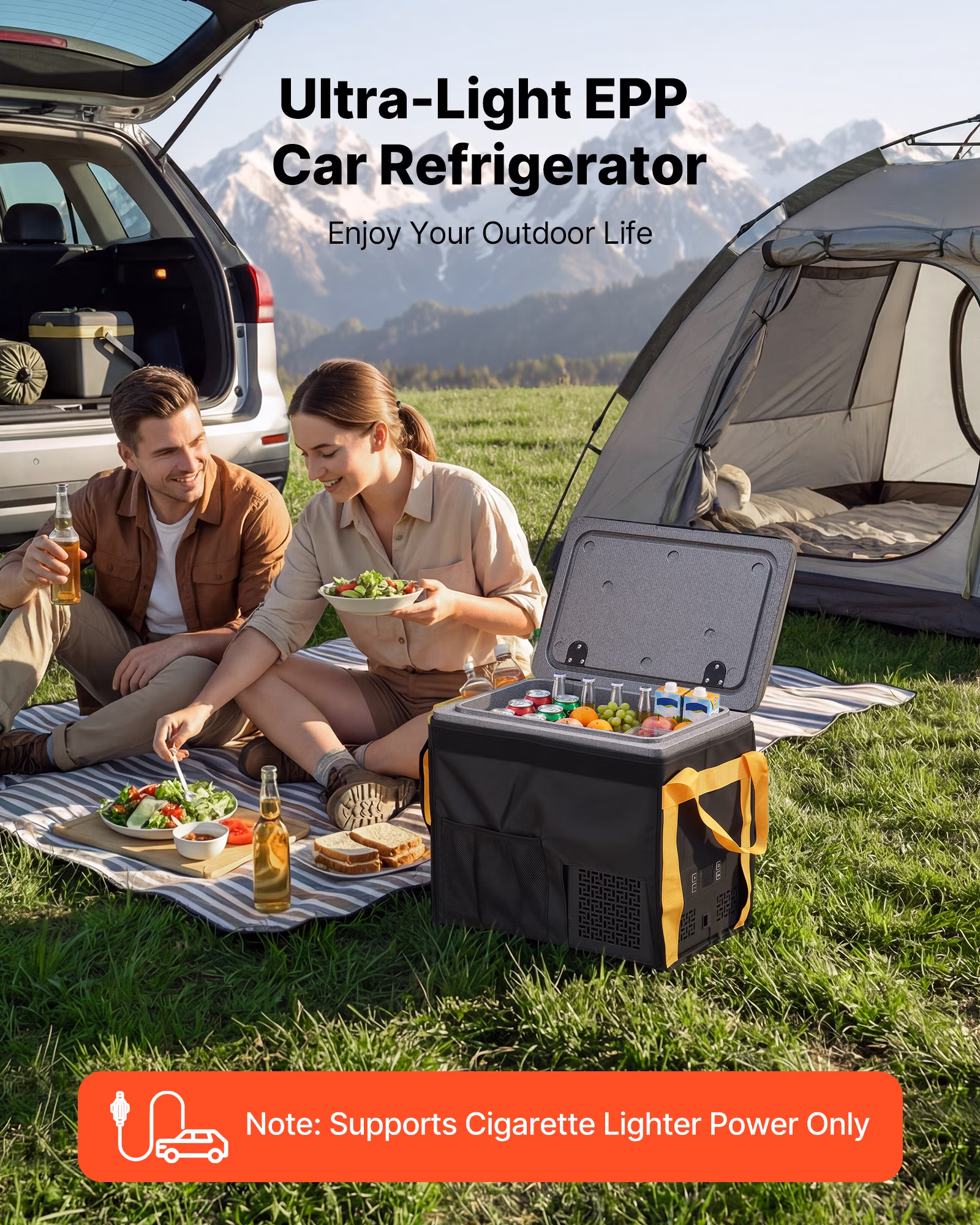 VEVOR 12 Volt Refrigerator, 21.1 QT/ 20L Car Fridge, Portable Ultra-Light EPP Freezer, APP Control Electric Compressor, 12V/24V DC, 14℉ to 50℉, for Truck Van RV SUV Boat Travel Camping - Image 4