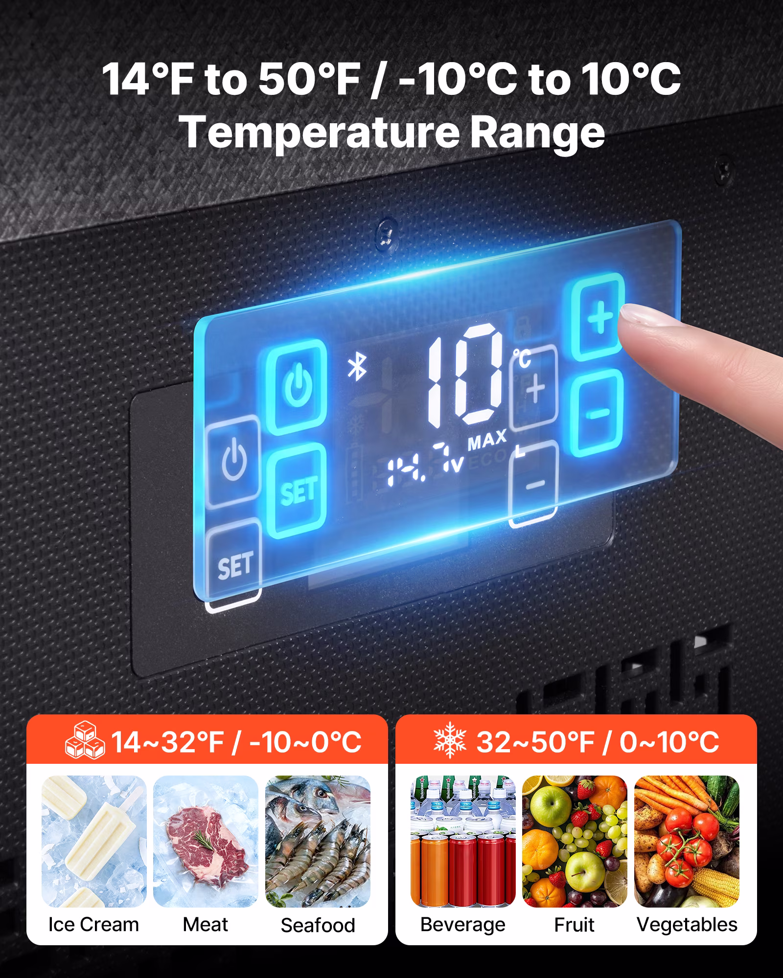 VEVOR 12 Volt Refrigerator, 21.1 QT/ 20L Car Fridge, Portable Ultra-Light EPP Freezer, APP Control Electric Compressor, 12V/24V DC, 14℉ to 50℉, for Truck Van RV SUV Boat Travel Camping - Image 3