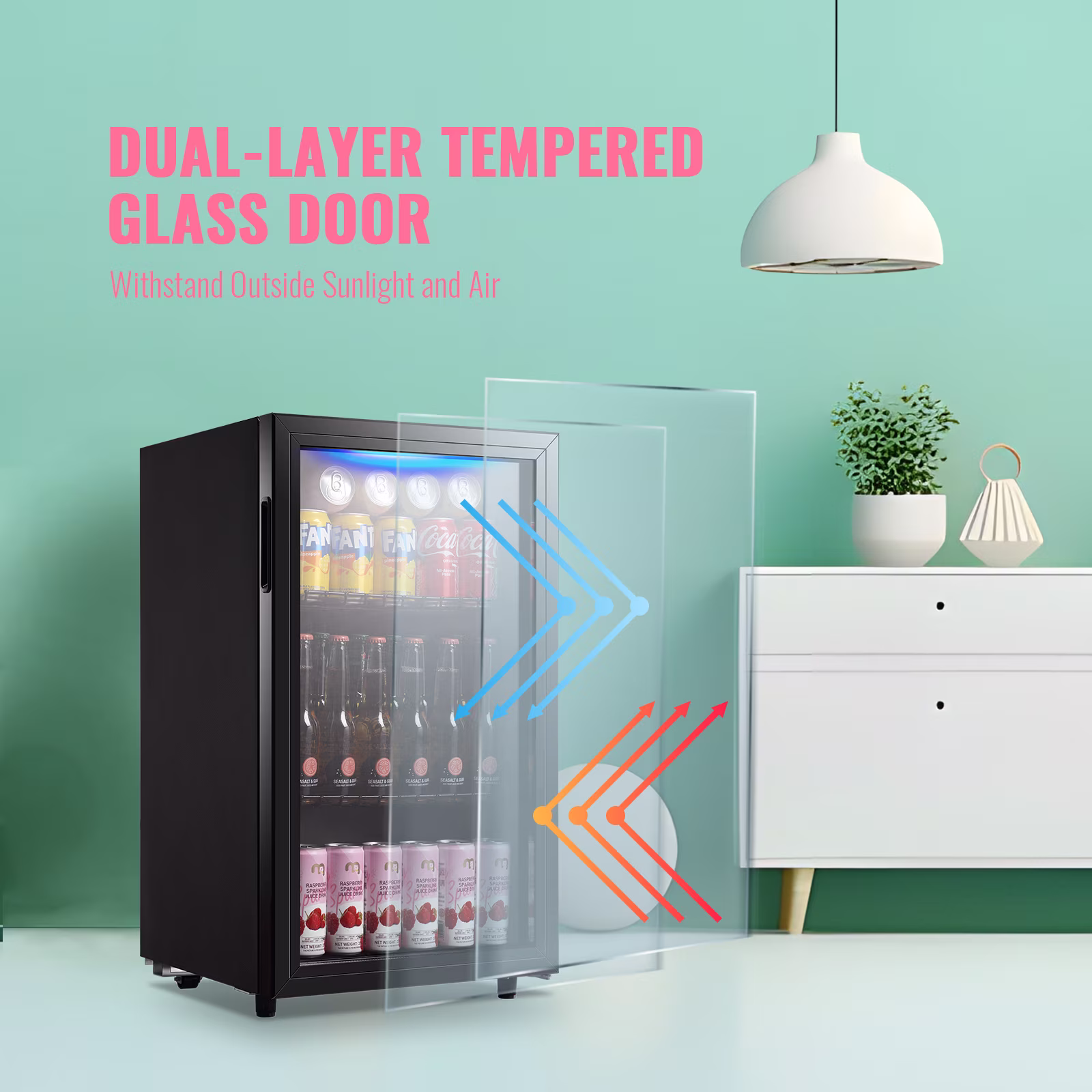 WANAI 125 Can Mini Fridge Glass Door 3.5 Cu.ft Beverage Cooler Refrigerator for Drink Soda Wine - Image 2