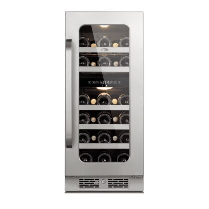 Whynter 15 Inch Wine Fridge Cooler - Dual Zone 29 Bottles Wine Fridge with Glass Door, Small Wine Refrigerator with 3 LED Light Built-in for Home Bar Kitchen