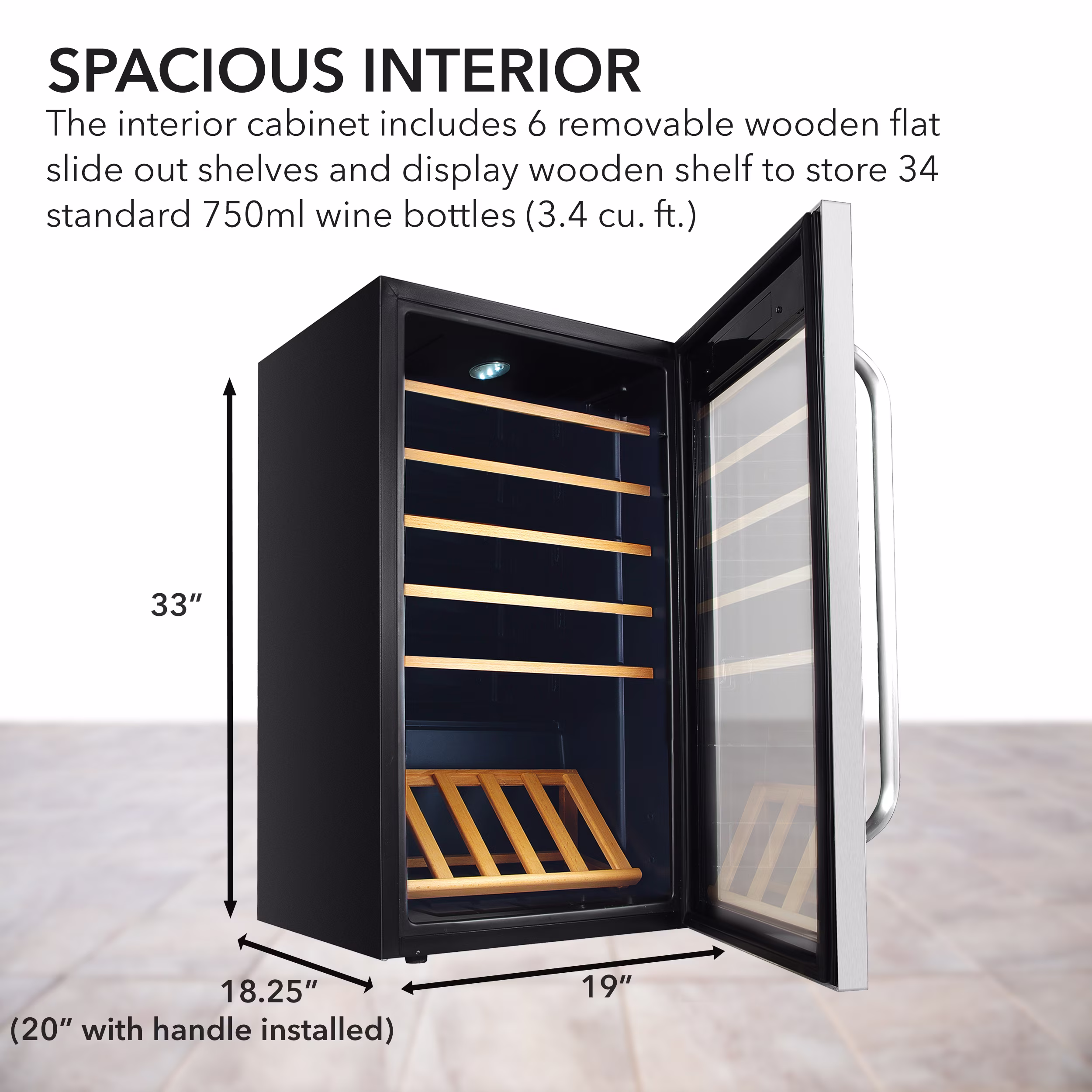 Whynter 34 Bottle 6 Shelf Stainless Steel Wine Refrigerator - Image 2
