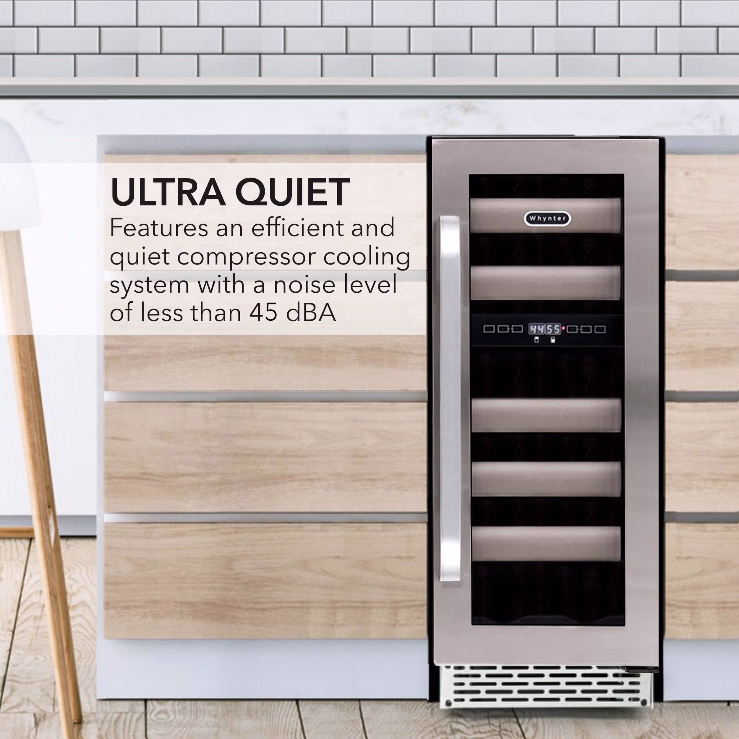 Whynter BWR-171DS Elite 12" 17 Bottle Seamless Stainless Steel Door Dual Zone Built-in Wine Refrigerator - Image 5