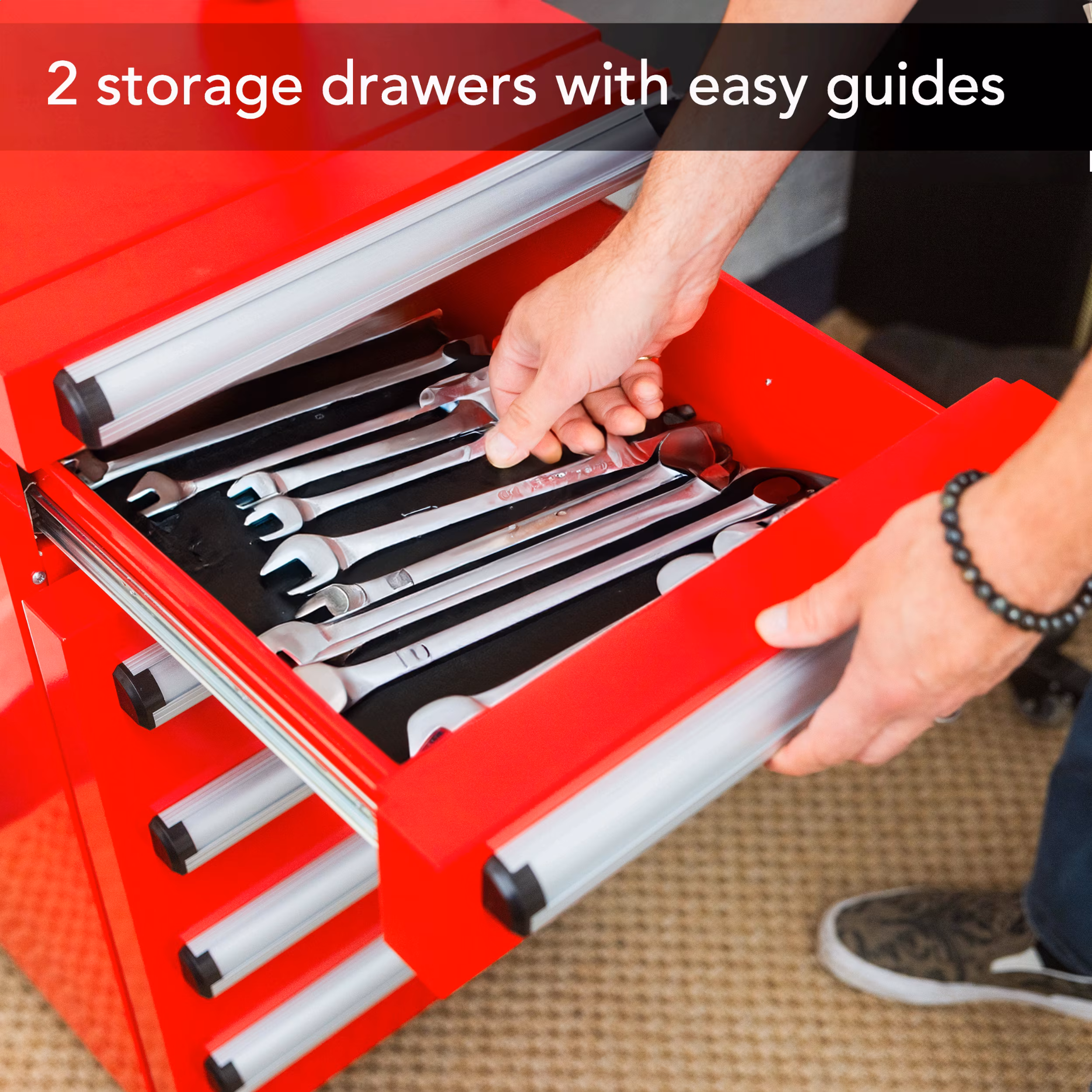 Whynter TBR‑185SR Portable 1.8 cu ft Tool Box Refrigerator with Drawers & Lock, Red - Image 2