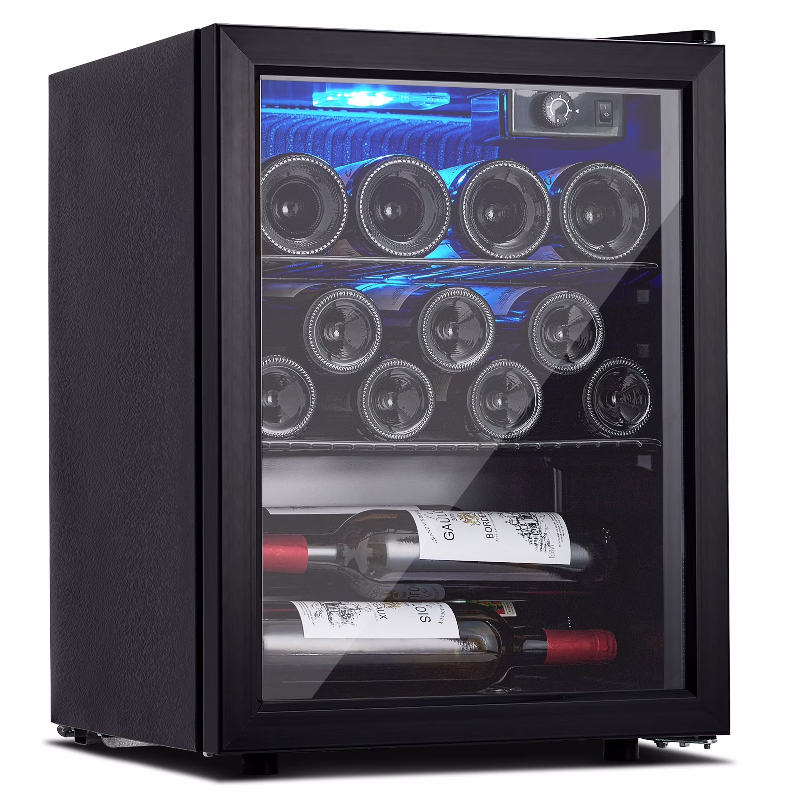 Wine Cooler,Beverage Refrigerator Cooler,Freestanding Wine Cooler Refrigerator with Triple Pane Clear Glass Door,Mini Fridge Countertop Drink Cooler for Home Office,Temperature Adjustment Range 40~61°