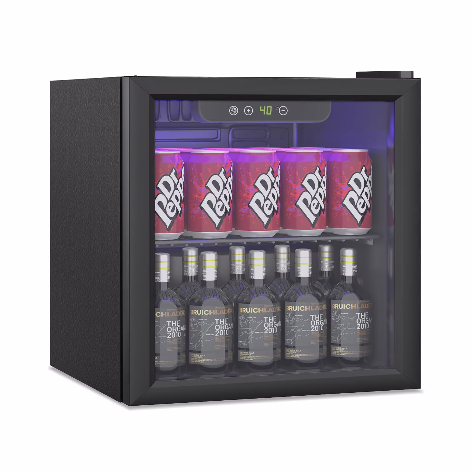 Winfire 1.3 Cu.Ft Under Counter Beverage Cooler, 60-Can Compact Refrigerator, Black Small Drink Fridge for Home Bar, Bedroom & Office