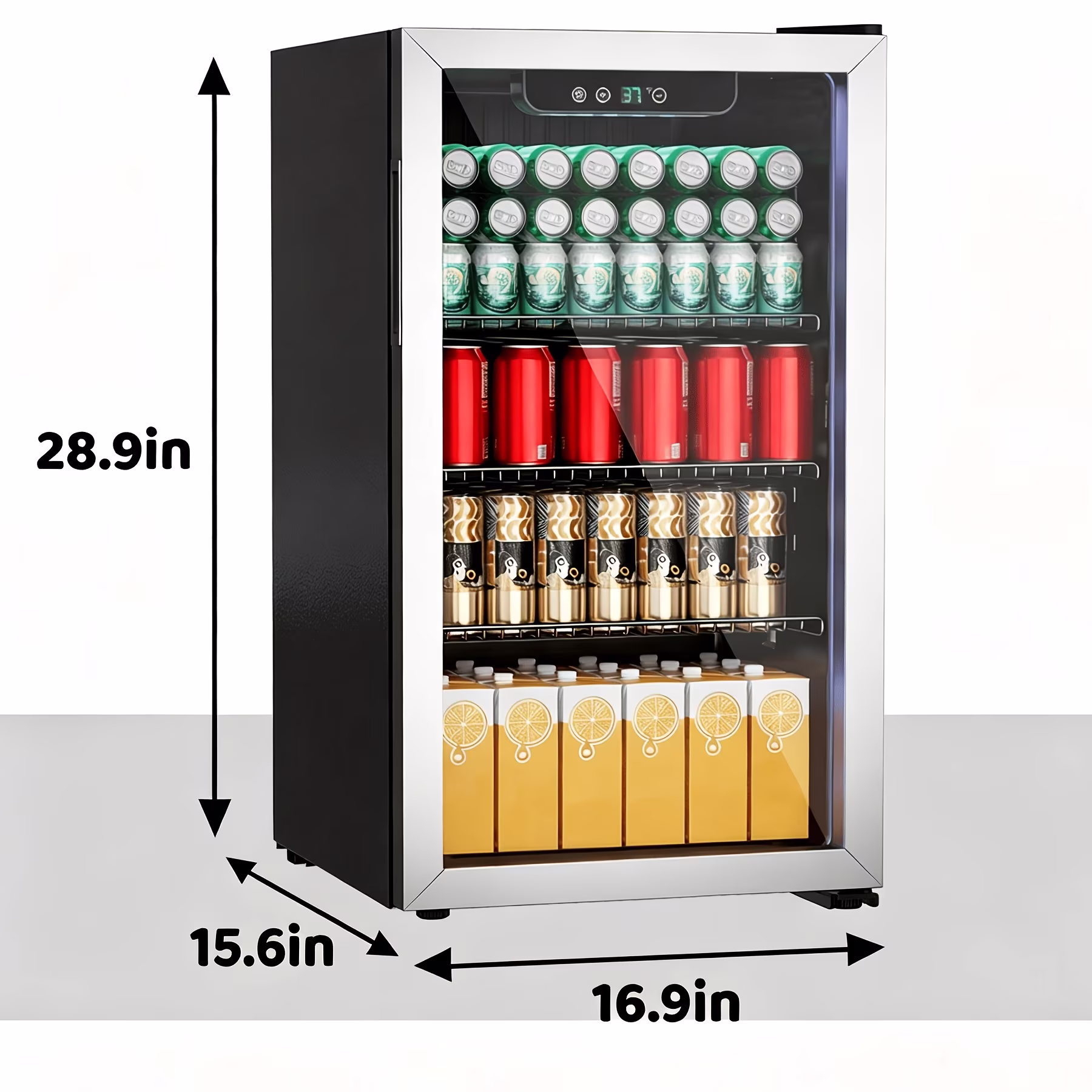 Winfire 3.1 Cu.Ft Beverage Mini Fridge, Holds up to 110 Cans, Glass Door Small Beverage Cooler, Silver for Home Bar, Bedroom & Office Use - Image 3