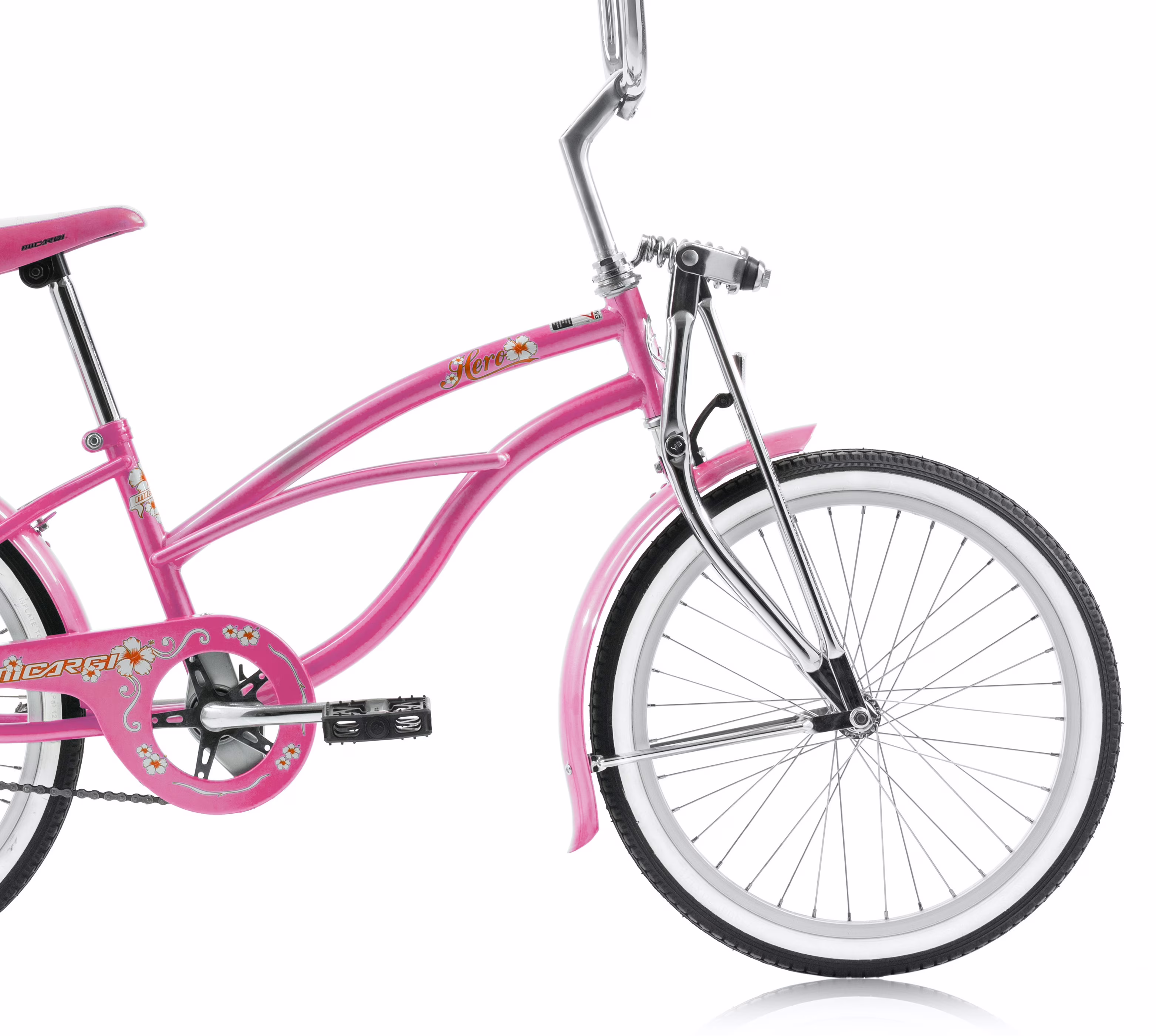 Wonder Wheels 20 In. Beach Cruiser Lowrider Coaster Brake Single Speed Bicycle, Bike With Banana Seat Stainless Steel Spokes One Piece Crank Alloy Rims 36 H - Pink - Image 3