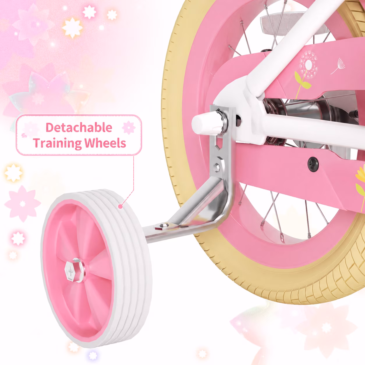 XJD 12 inch Toddler Girls Bike for age 2-5 Years Child Bike With Training Wheel 12 14 16 inch Girl Bicycle With Handbrake Basket Toddler Cycle Bikes Pink - Image 4