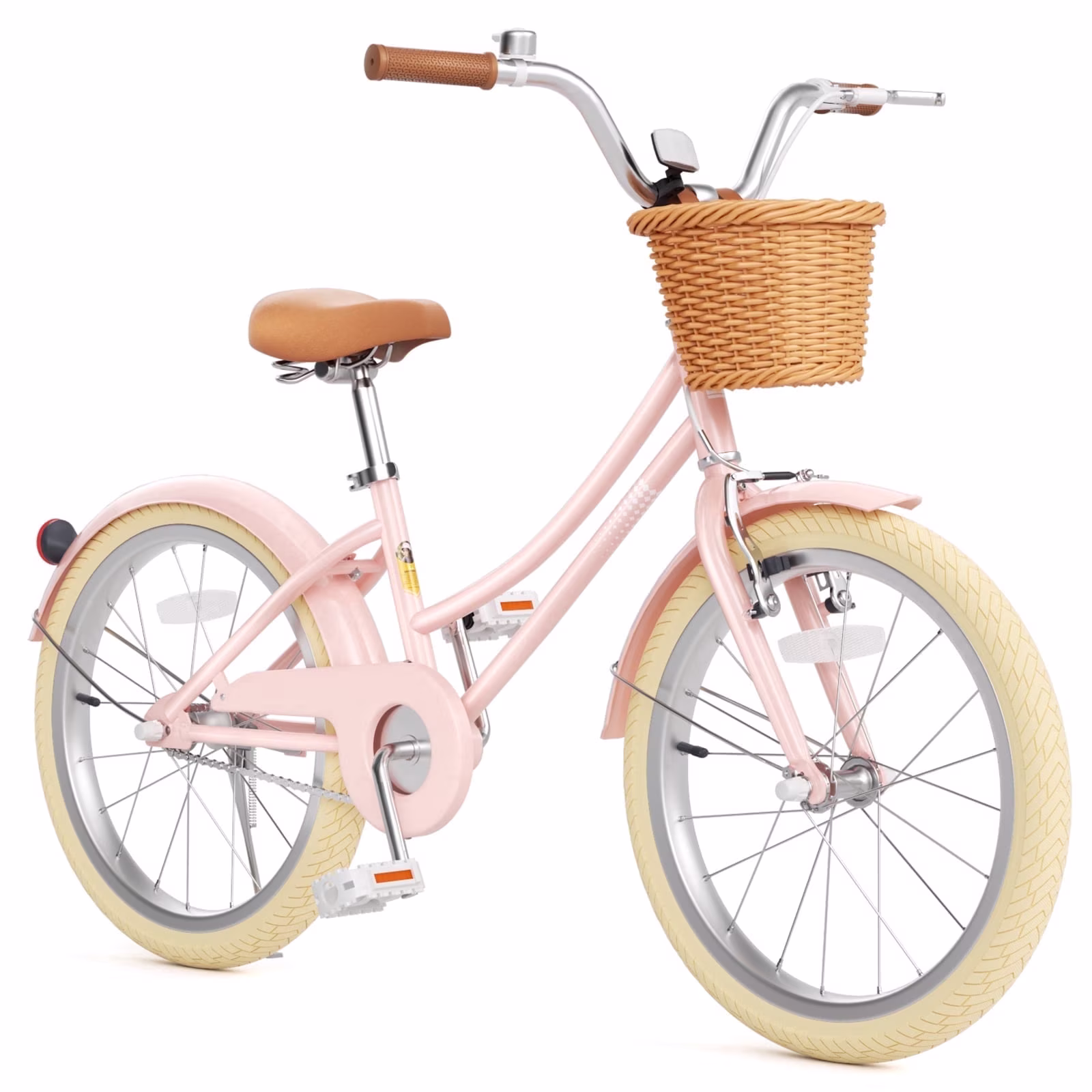 XJD 20 inch Girls Bike for 6-12 Years Old Toddlers and Kids, Kid's Bicycle with Basket and Kickstand, Retro Style Childrens Bike for Teen Girls, Pink