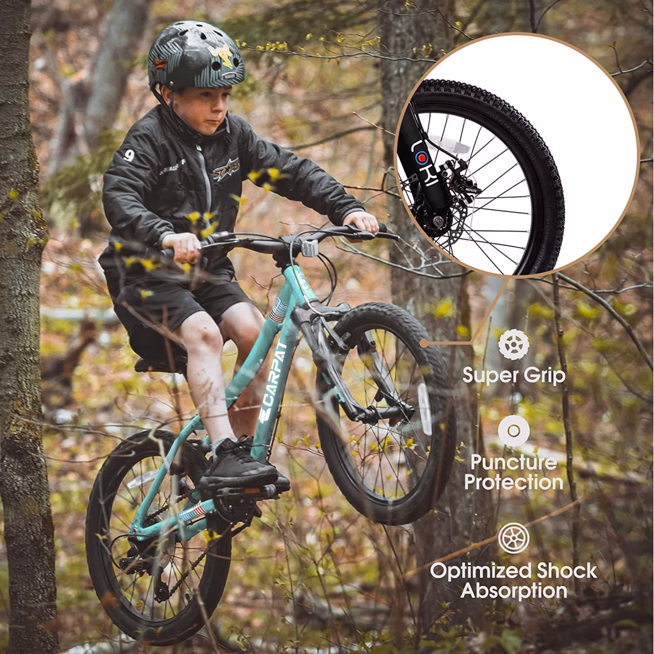 Xlluproid 20" Mountain Bike,7 Speed Teenager Children Kids' Bicycles,Front Suspension Disc Brake Rear V-Brake,High Steel Frame for Outdoor Adventure,Green - Image 5