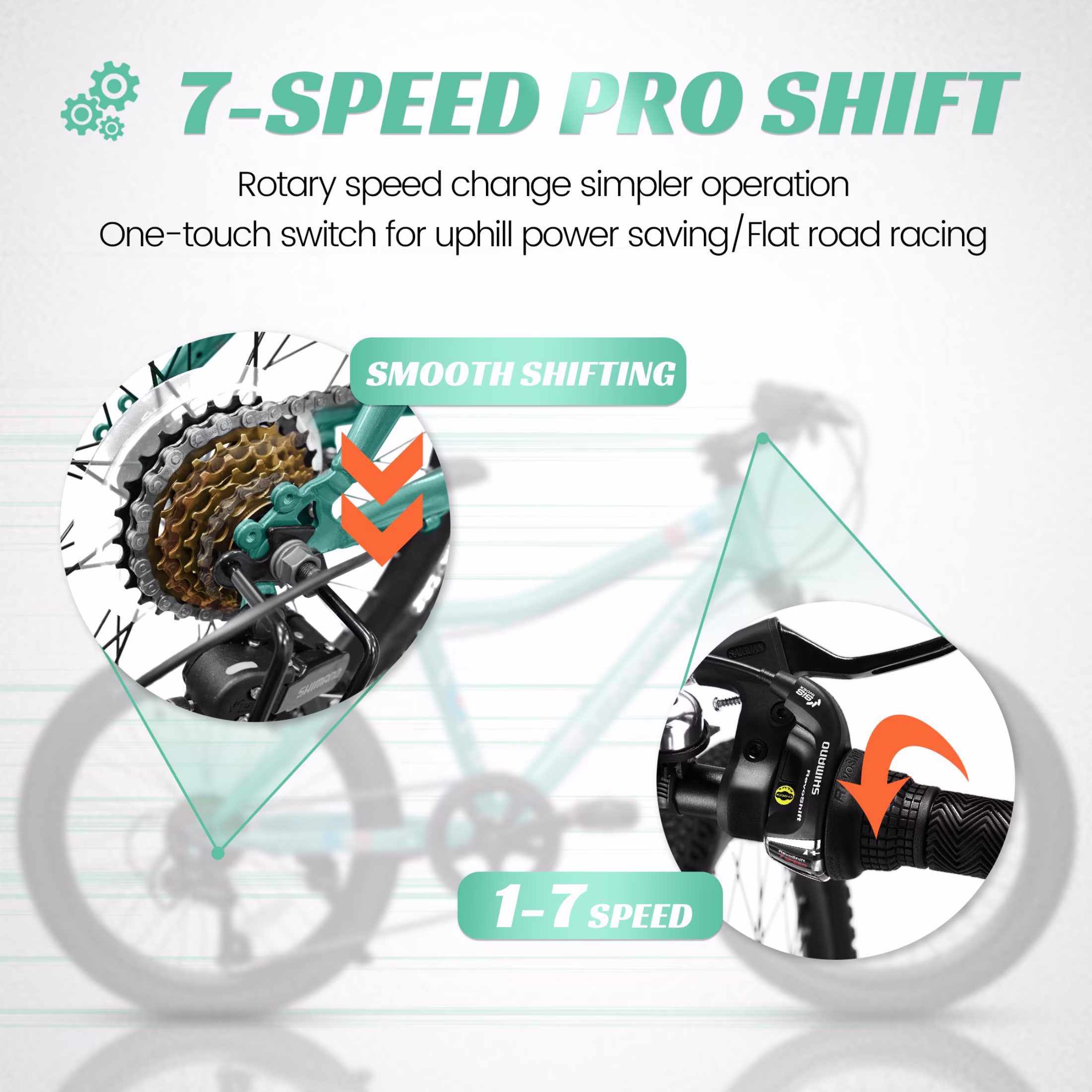Xlluproid 20" Mountain Bike,7 Speed Teenager Children Kids' Bicycles,Front Suspension Disc Brake Rear V-Brake,High Steel Frame for Outdoor Adventure,Green - Image 3