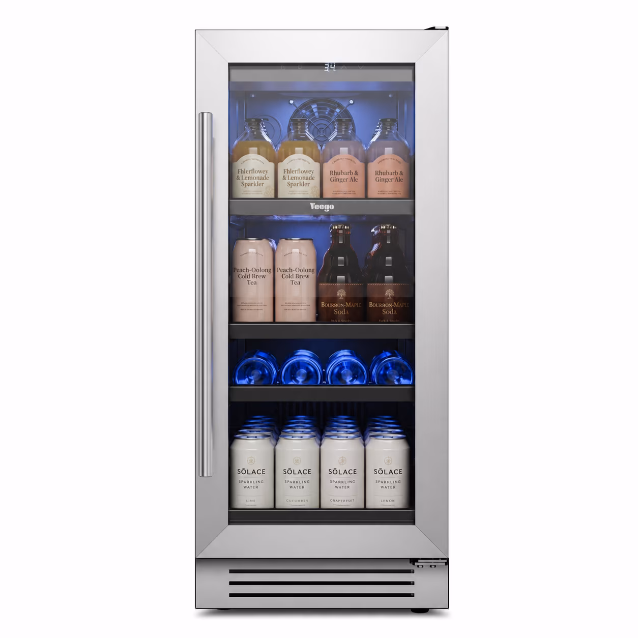 Yeego 15 Inch Beverage Refrigerator Cooler - 100 Cans Mini Fridge with Glass Door, 34-54 ℉ Drink Cooler, Built-in or Freestanding