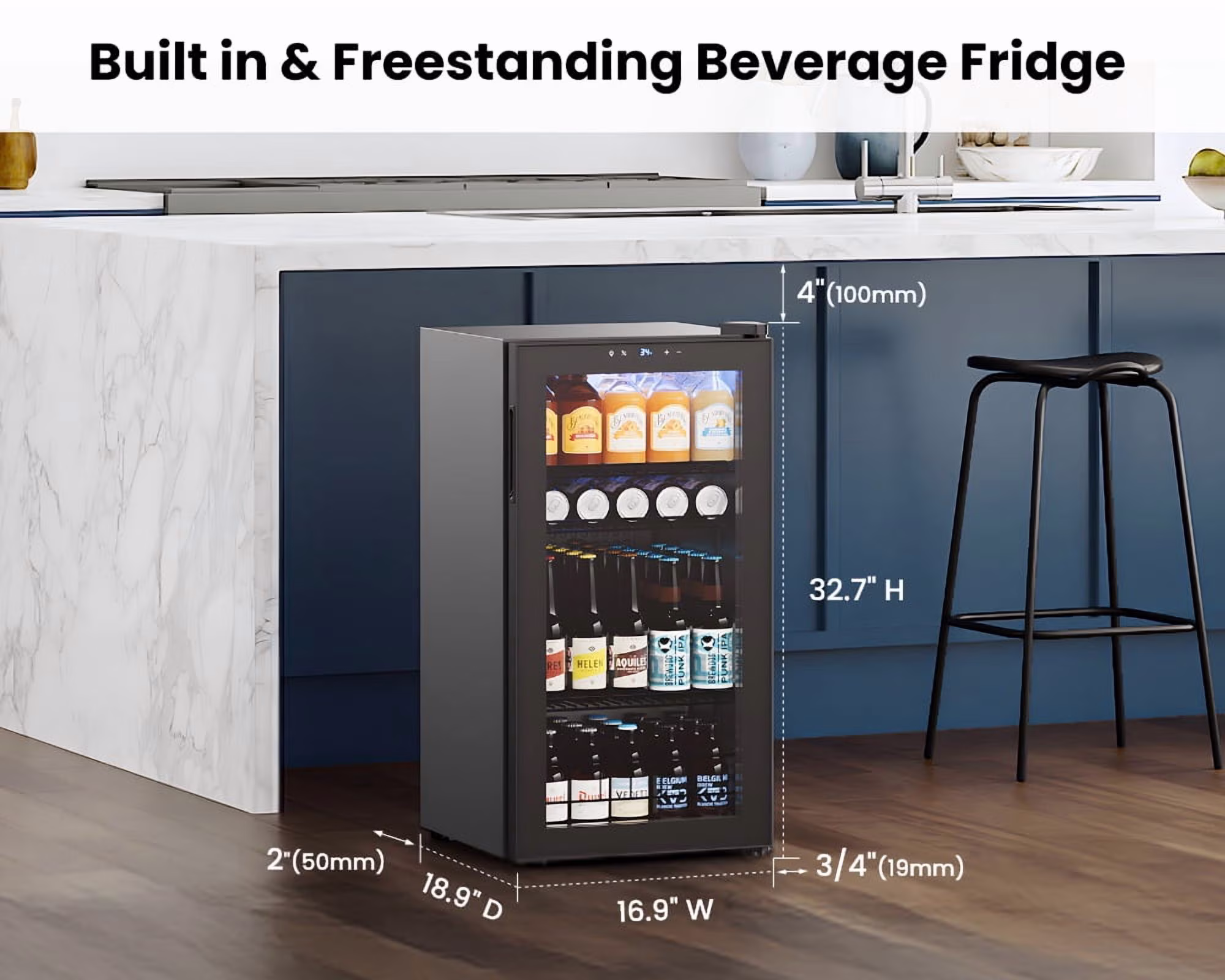 Yeego 232 Can Beverage Refrigerator, Beverage Cooler with Glass Door for Office/Bar/Home, 2 Pack - Image 3