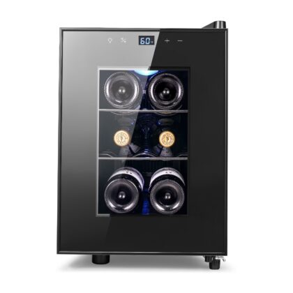 Yeego 6 Bottle Wine Refrigerator Cooler, Freestanding Small Mini Wine Cellar with Digital Temperature Control Thermoelectric Wine Cooler, Countertop Wine Cooler for Wine Enthusiasts, Black