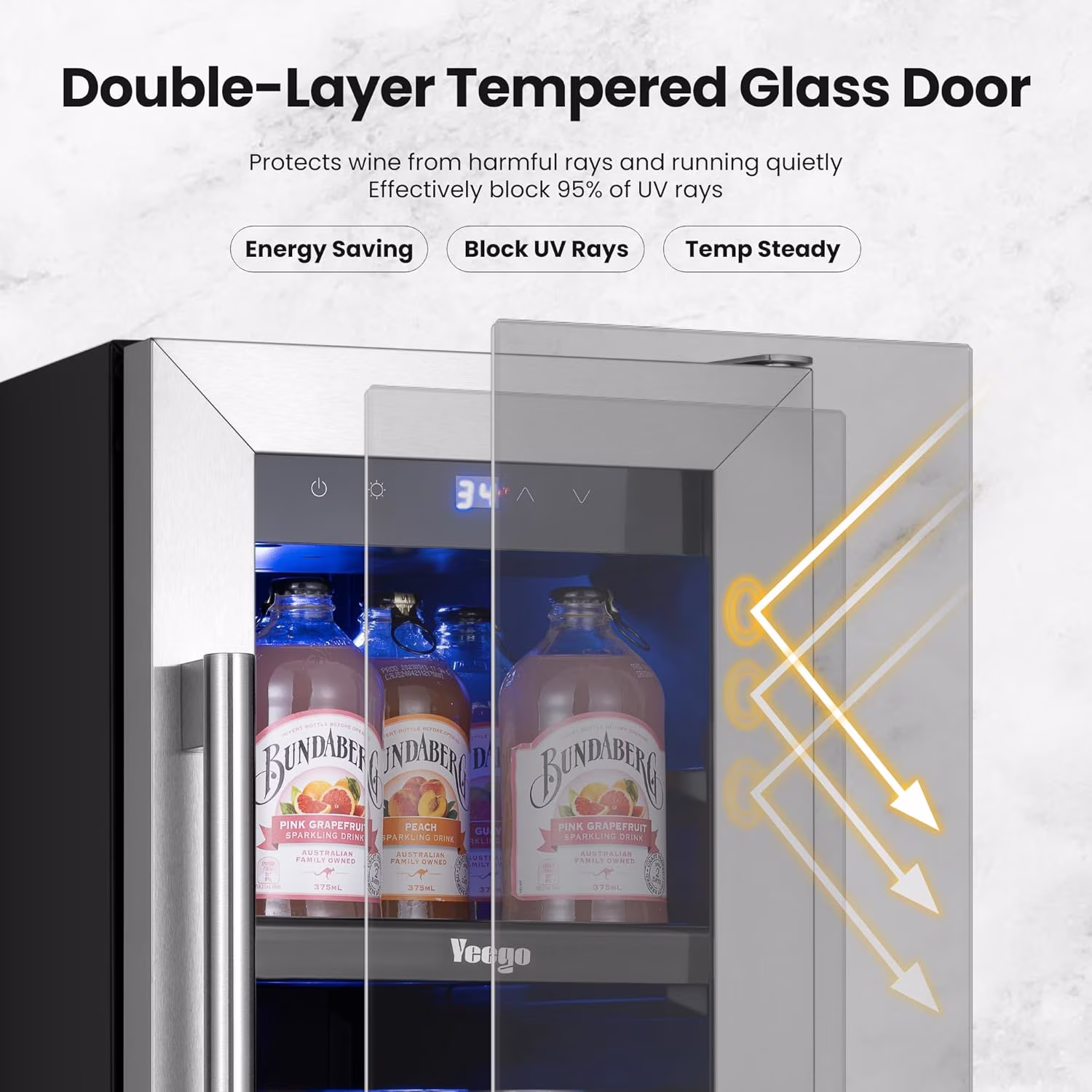 Yeego 60 Can Beverage Refrigerator, 12 Inch Beverage Cooler with Glass Door, Mini-Fridge for Home,Office - Image 3