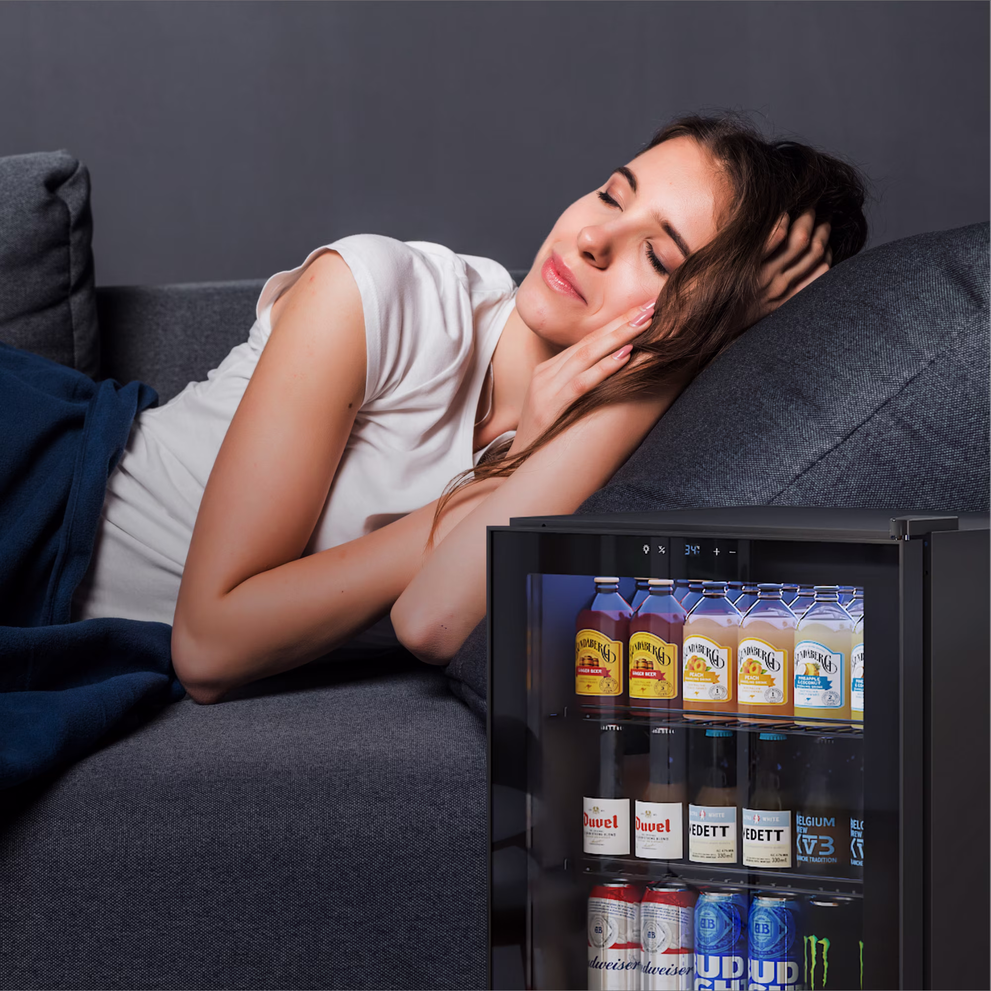 Yeego 85 Can Beverage Refrigerator Cooler, 2.18 cu.ft. Beverage Fridge with Glass Door for Home/Bar/Office, Black - Image 5
