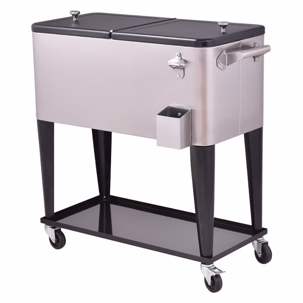 YYAo Portable Freezer, Car Refrigerator, 80 Quart Patio Rolling Stainless Steel Ice Beverage Cooler - Image 2