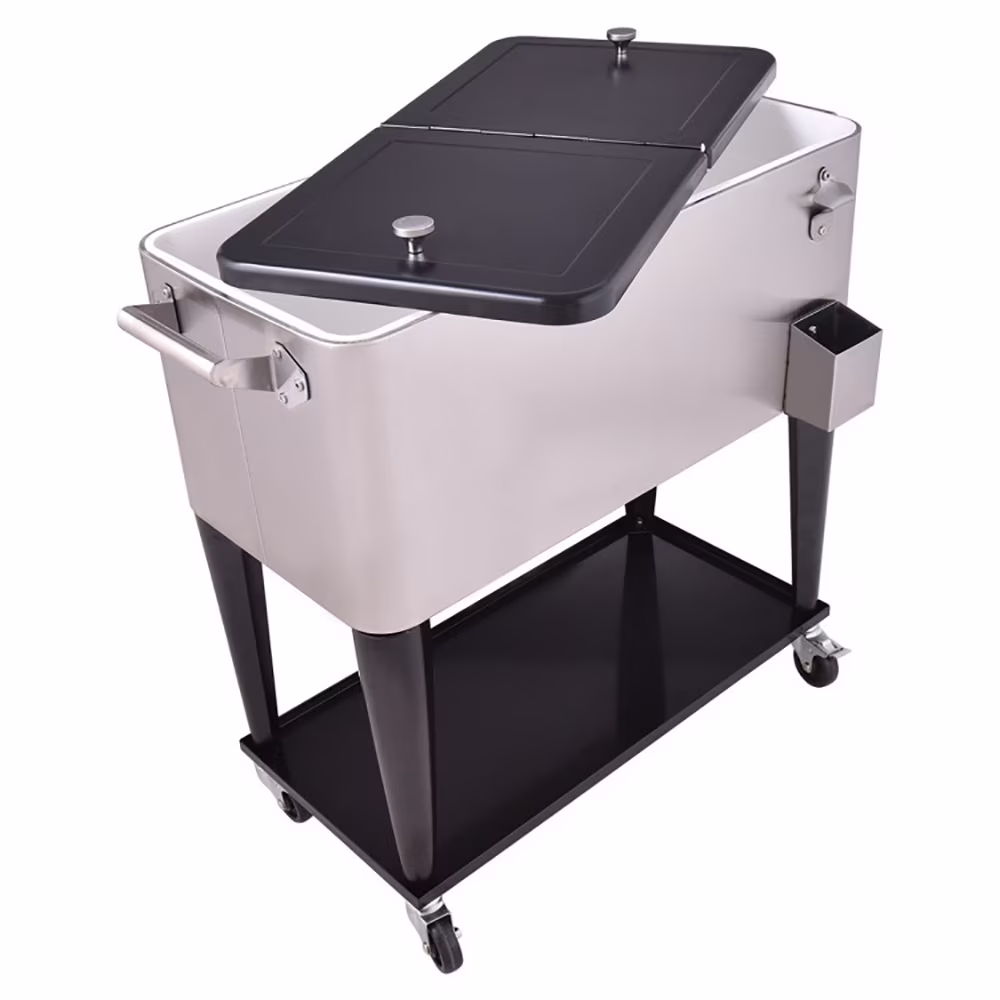YYAo Portable Freezer, Car Refrigerator, 80 Quart Patio Rolling Stainless Steel Ice Beverage Cooler - Image 4