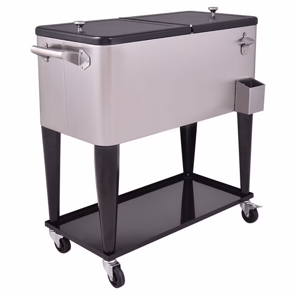 YYAo Portable Freezer, Car Refrigerator, 80 Quart Patio Rolling Stainless Steel Ice Beverage Cooler - Image 3