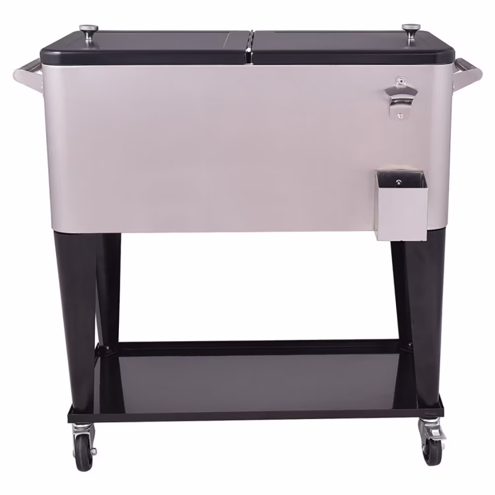 YYAo Portable Freezer, Car Refrigerator, 80 Quart Patio Rolling Stainless Steel Ice Beverage Cooler