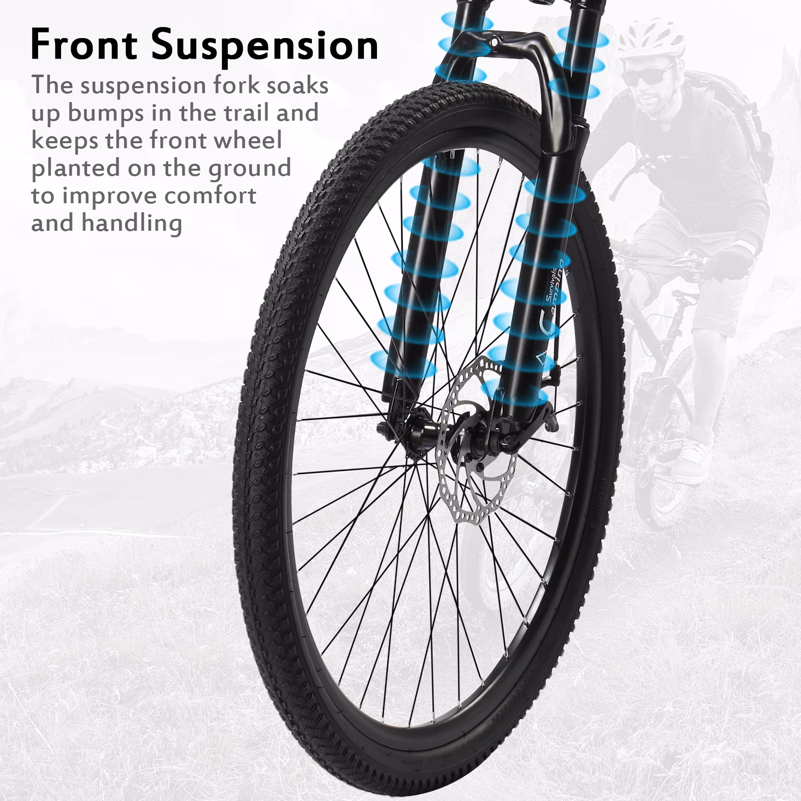 Zimtown 26/27.5 inch Mountain Bike Aluminum Alloy Frame, 21 Speed Outdoor Cycling Bike, Double Disc Brake, Black White - Image 4
